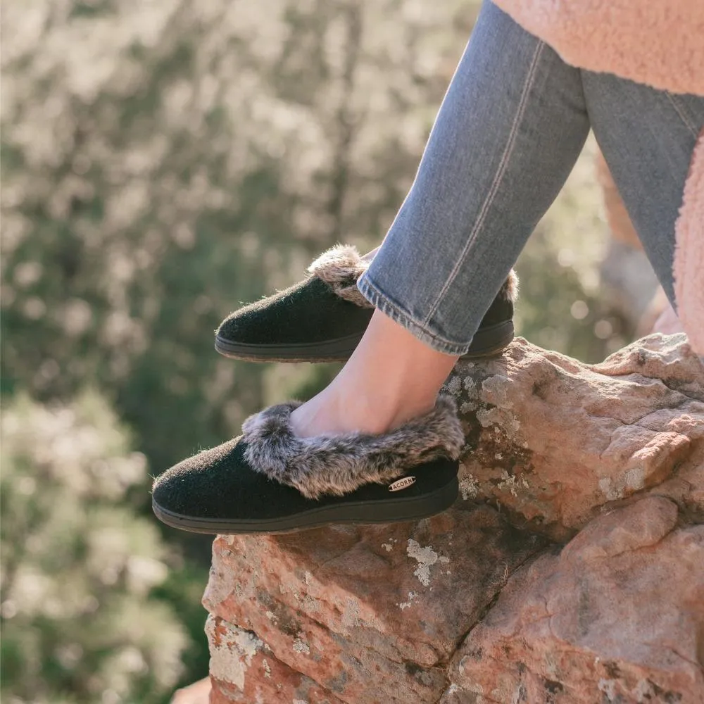 Acorn Women’s Chinchilla Collar Slippers