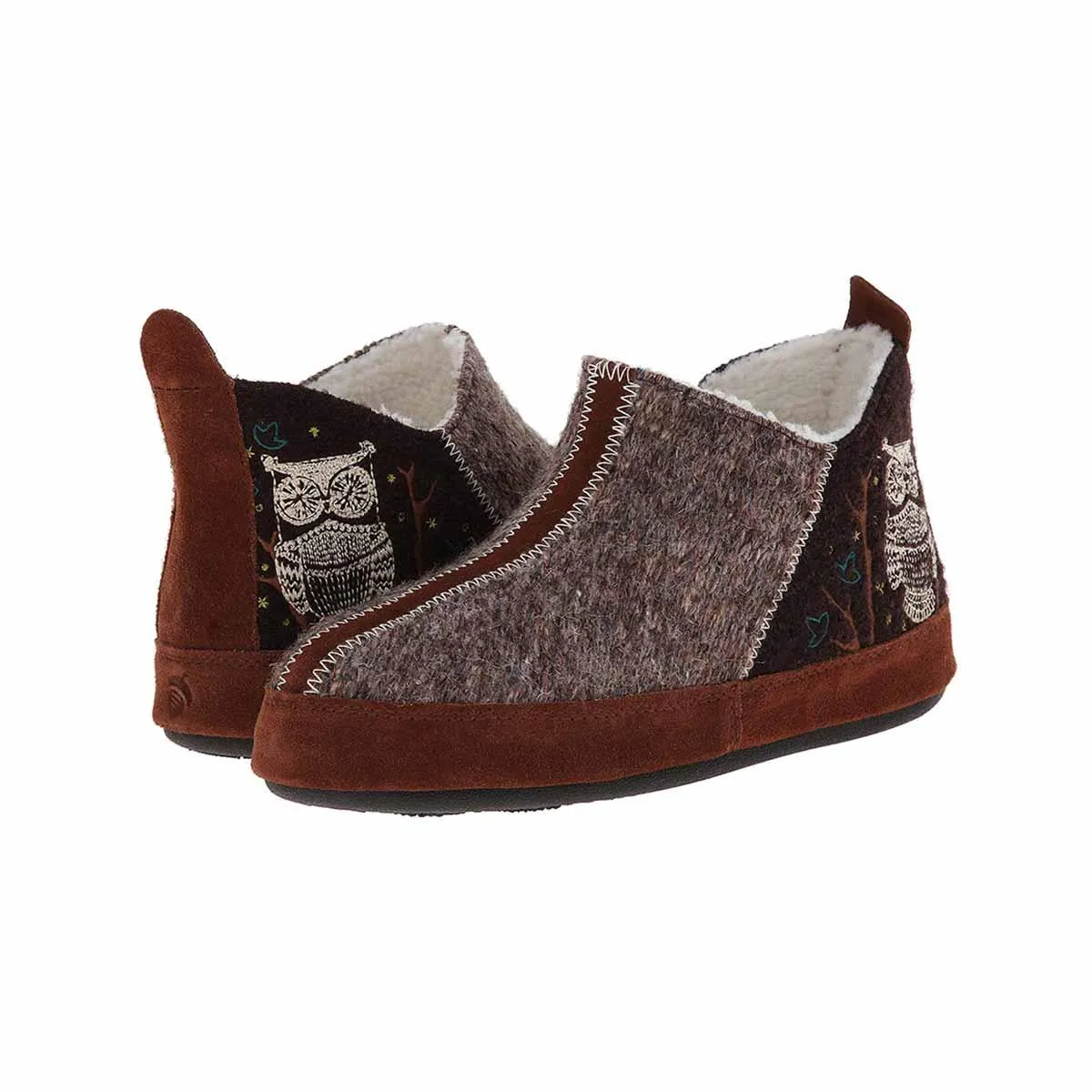Acorn Women's Slipper - Forest Bootie Chocolate Owl | A10079