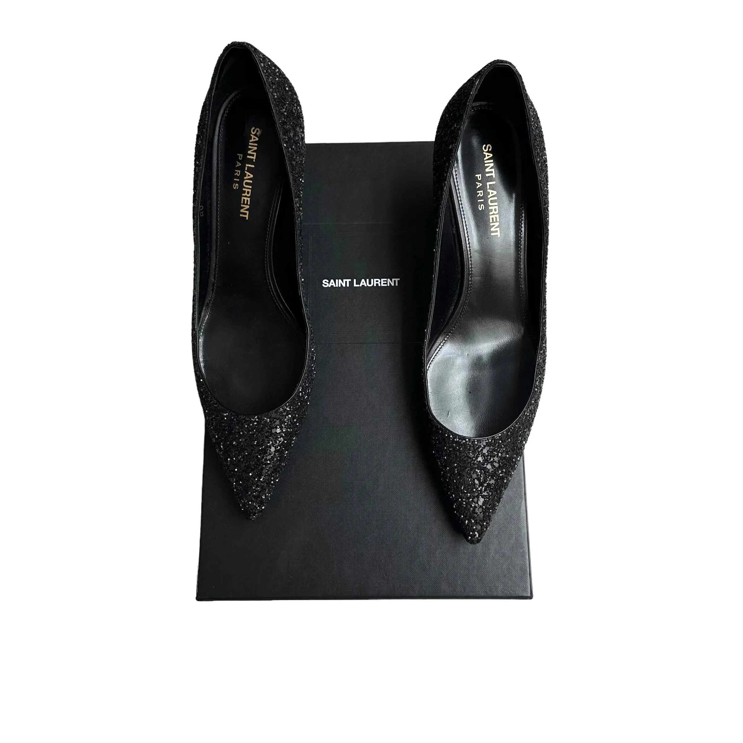 Black Sparkly Matte Heels - 9