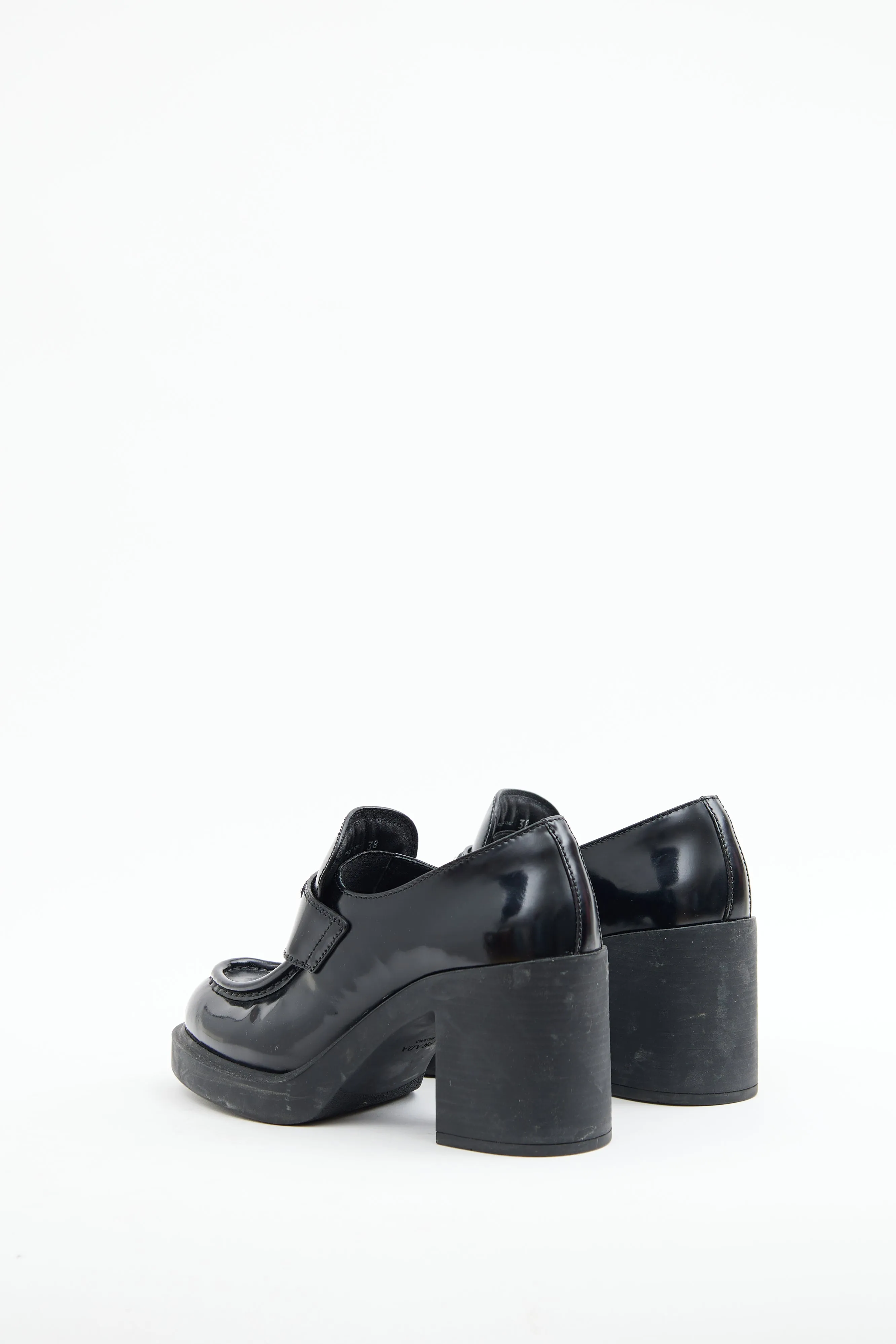 Black Triangle Logo Heeled Loafer
