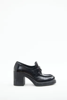 Black Triangle Logo Heeled Loafer