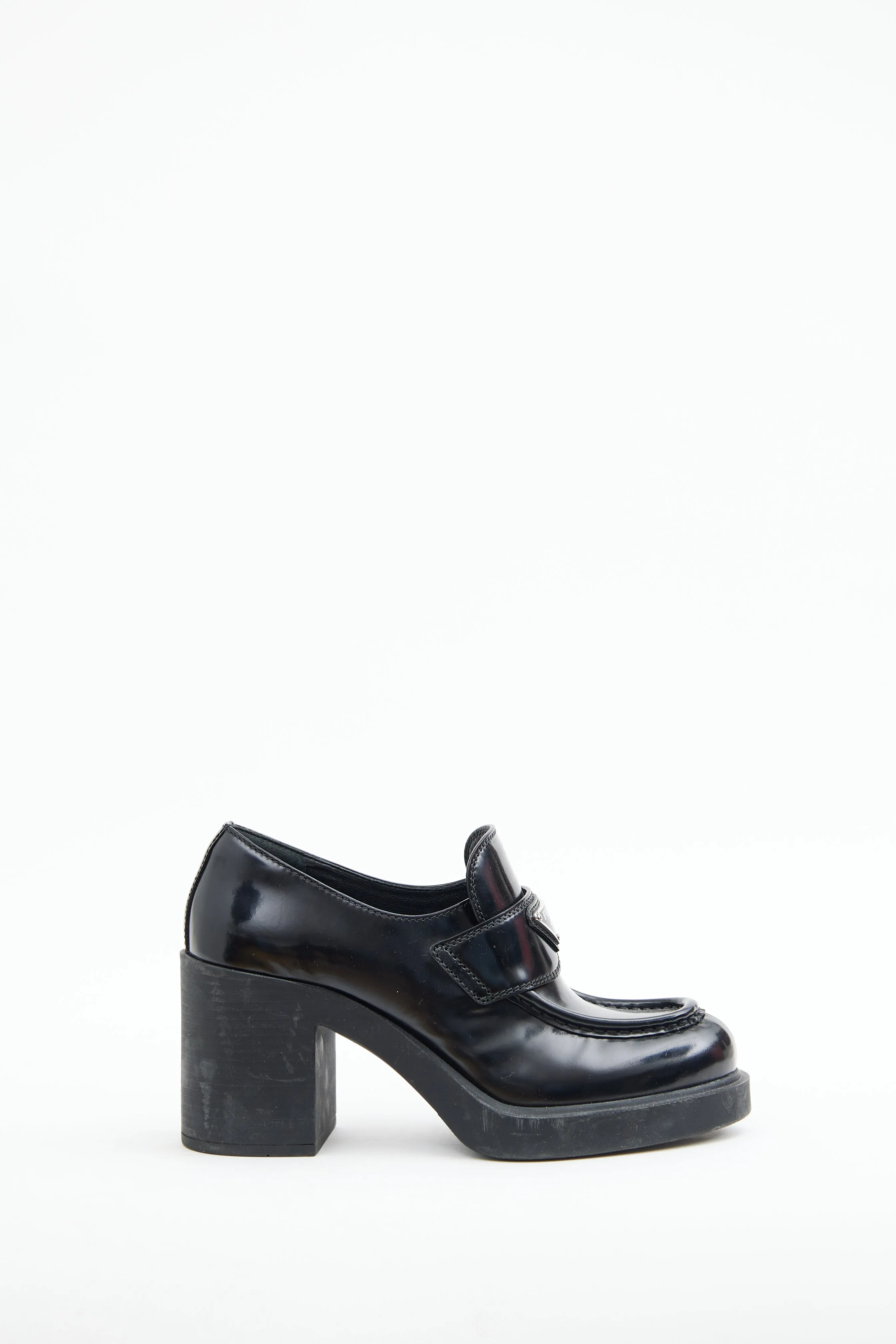 Black Triangle Logo Heeled Loafer