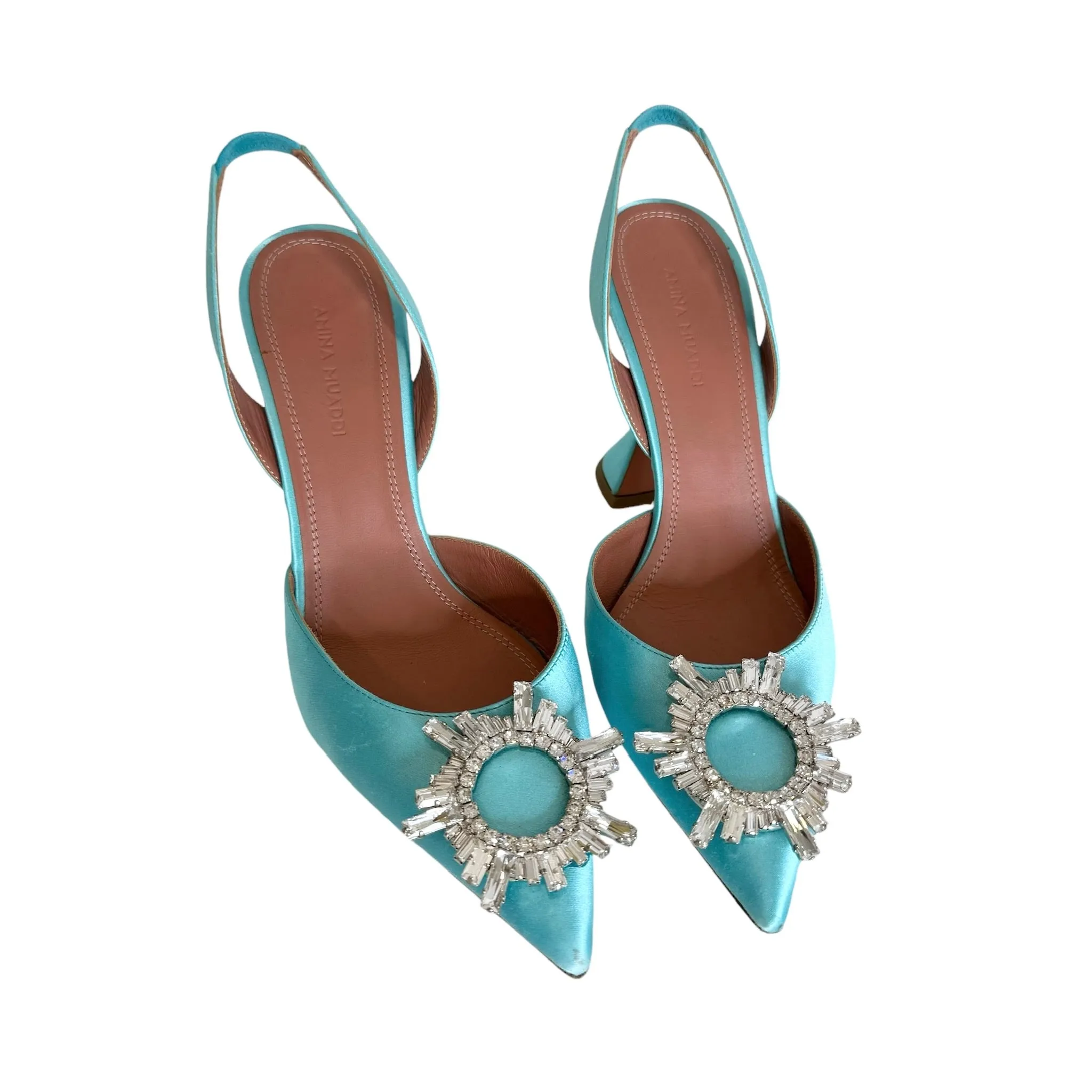 Blue Satin & Crystal Heels - 7