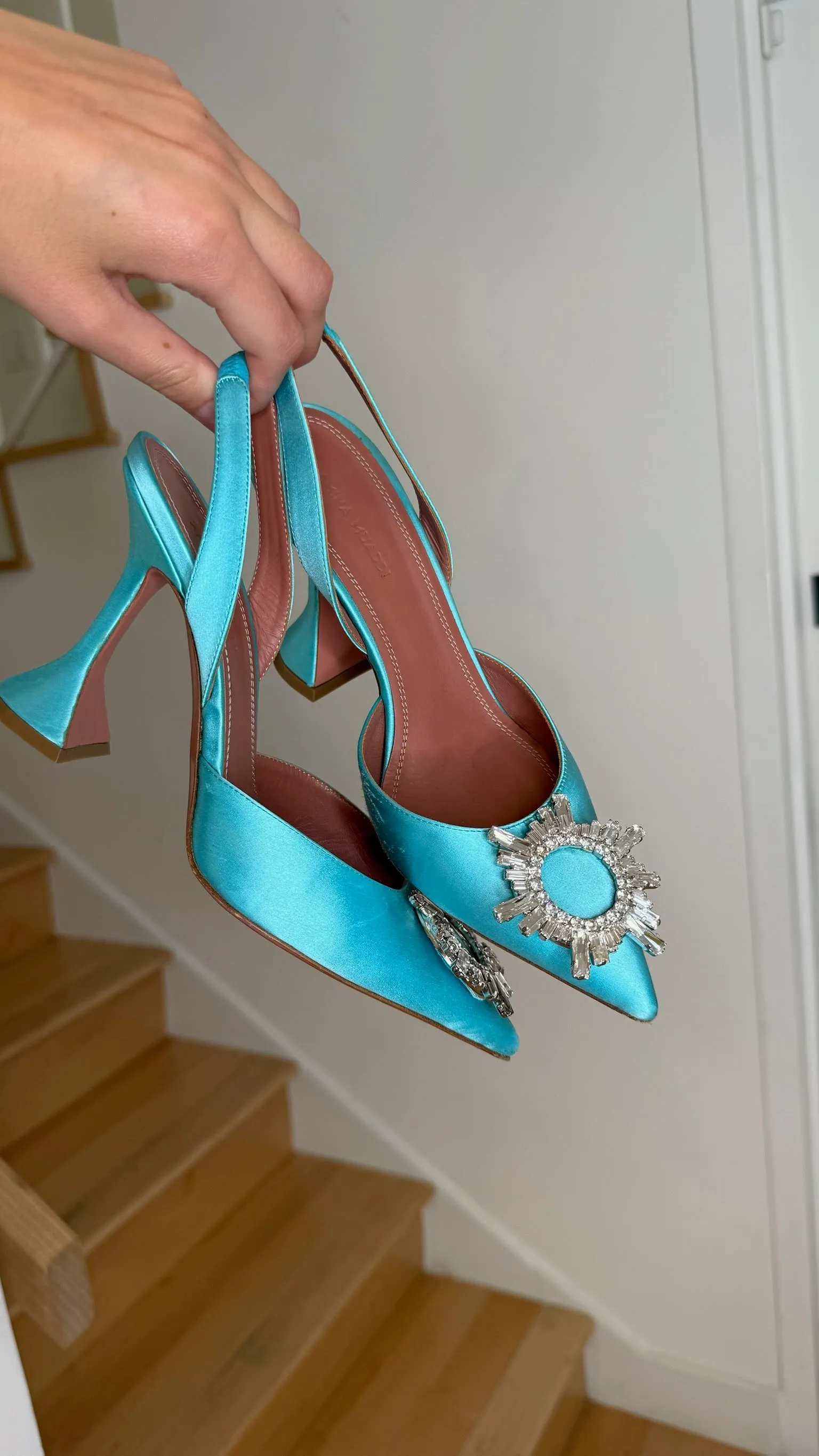 Blue Satin & Crystal Heels - 7