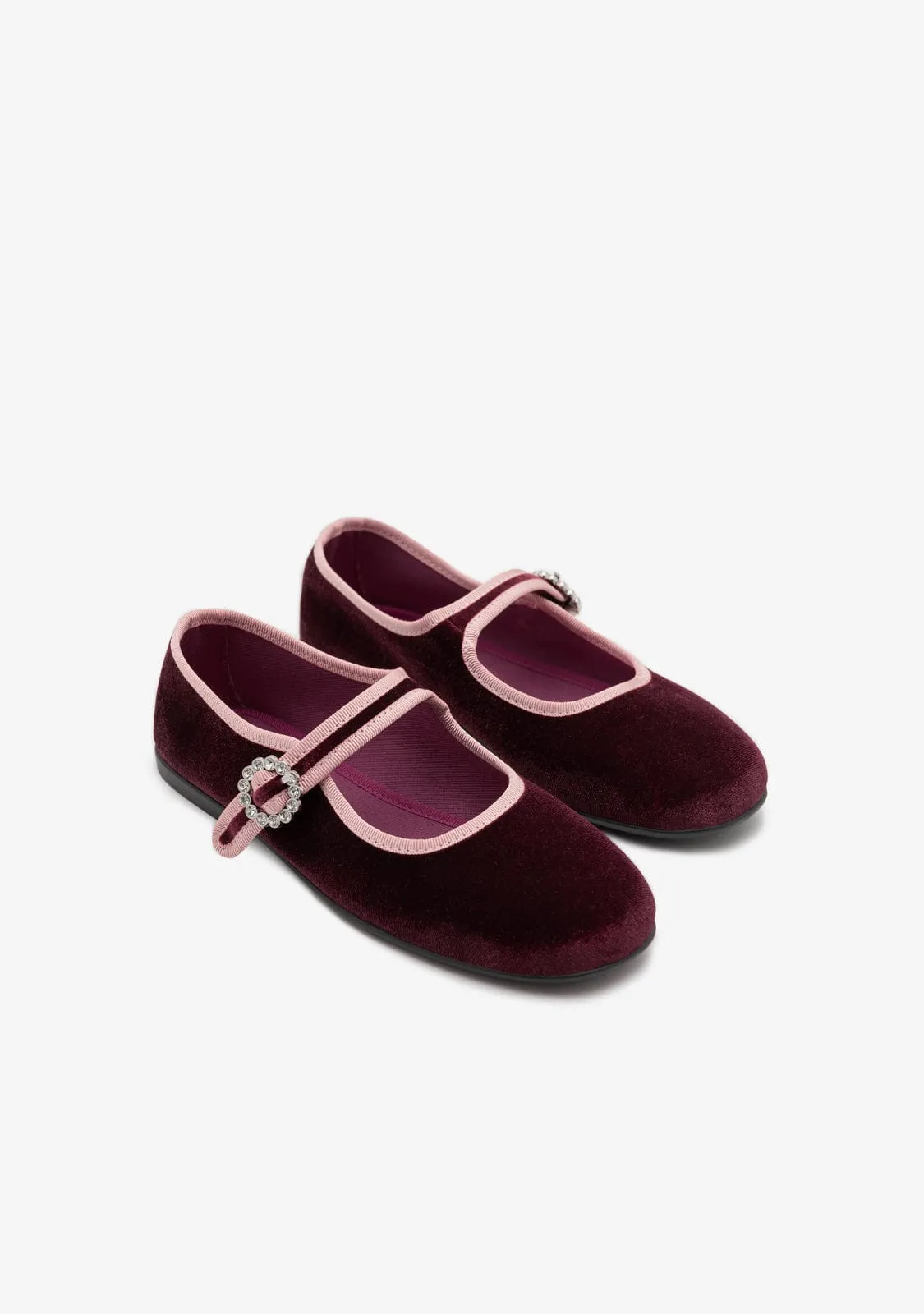 Burgundy Velvet Ballerinas