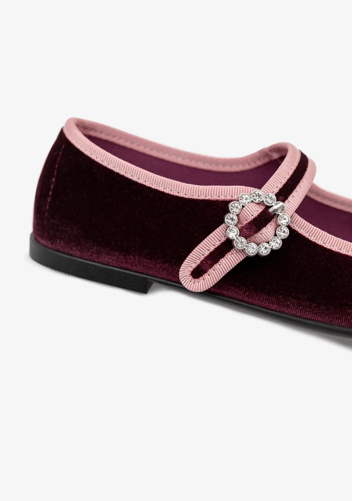 Burgundy Velvet Ballerinas