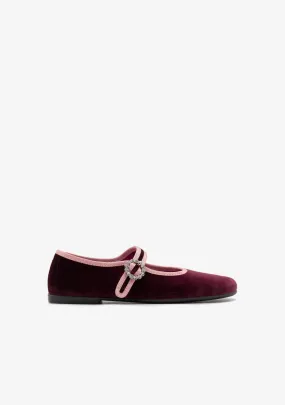 Burgundy Velvet Ballerinas