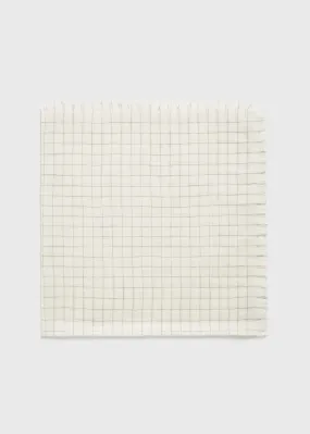 Checked light wool scarf ecru/black