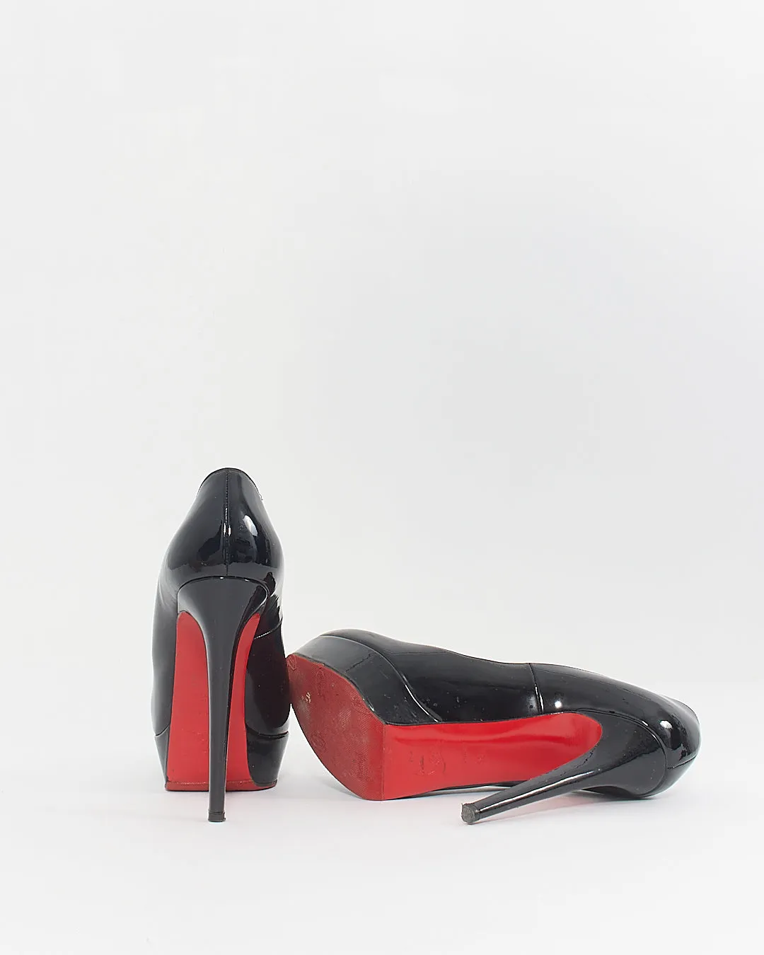 Christian Louboutin Black Patent Leather Bianca Platform 140mm Pumps - 38.5