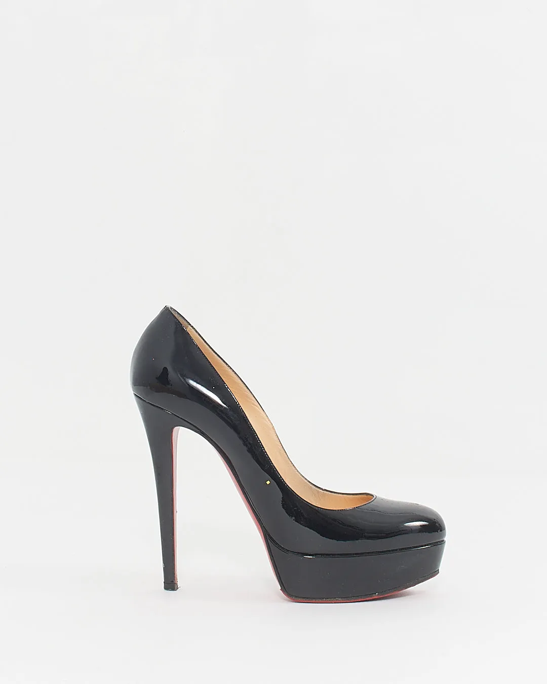Christian Louboutin Black Patent Leather Bianca Platform 140mm Pumps - 38.5