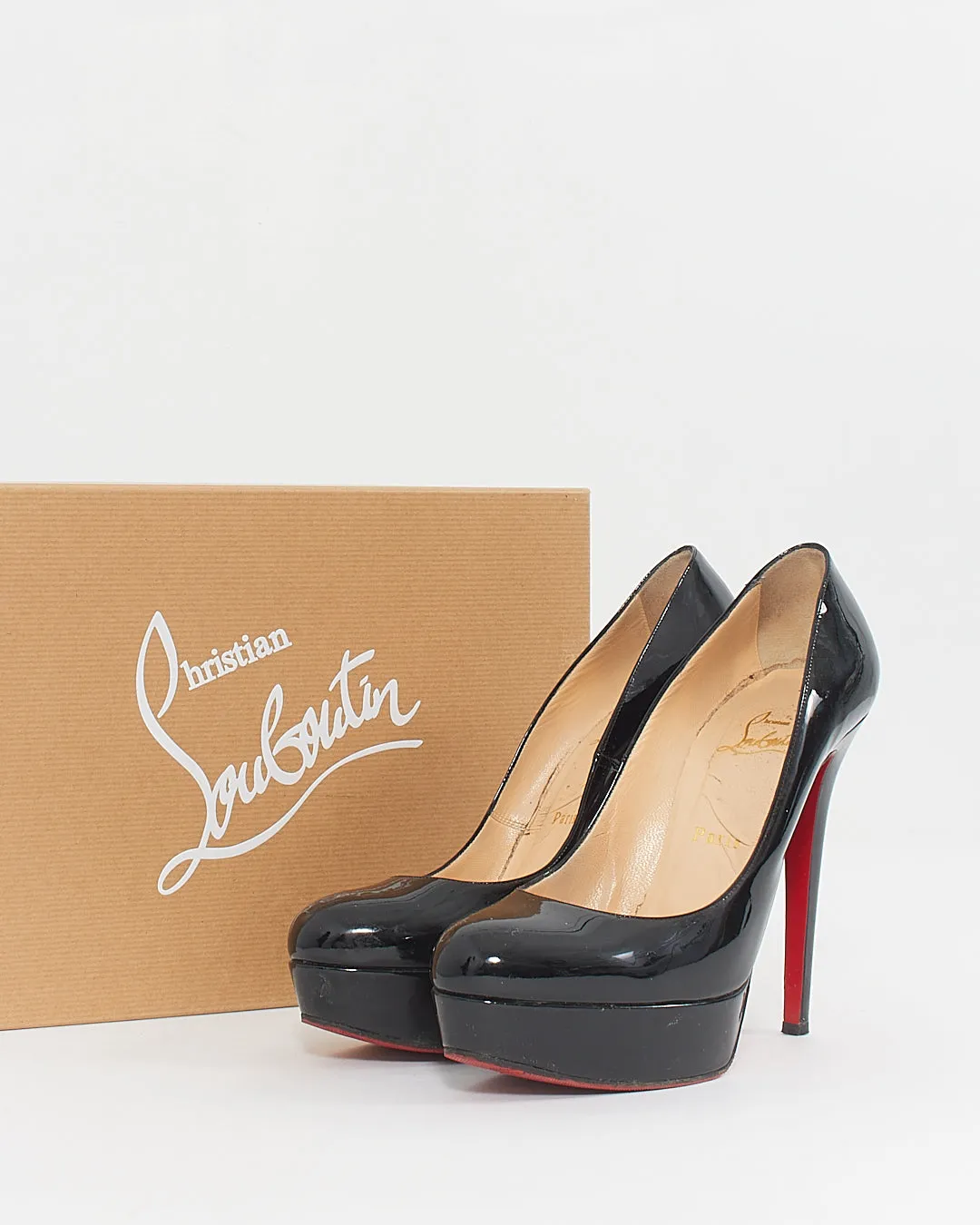 Christian Louboutin Black Patent Leather Bianca Platform 140mm Pumps - 38.5