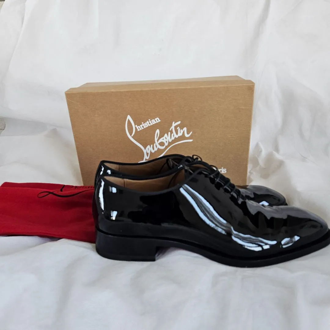 Christian Louboutin black patent oxford loafers, 43.5