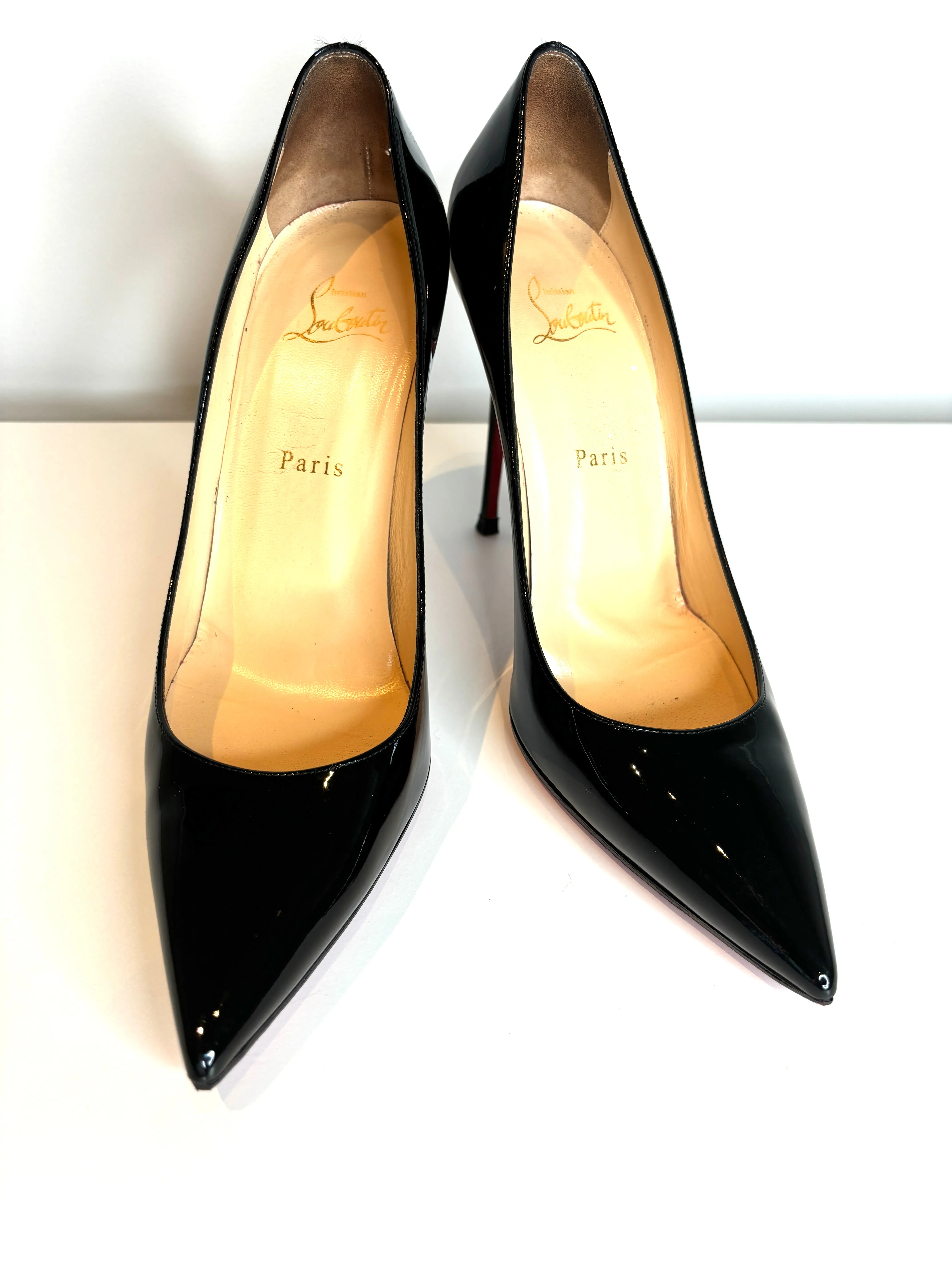 Christian Louboutin Kate 100 Black Patent Leather Heels 40.5 UK7.5