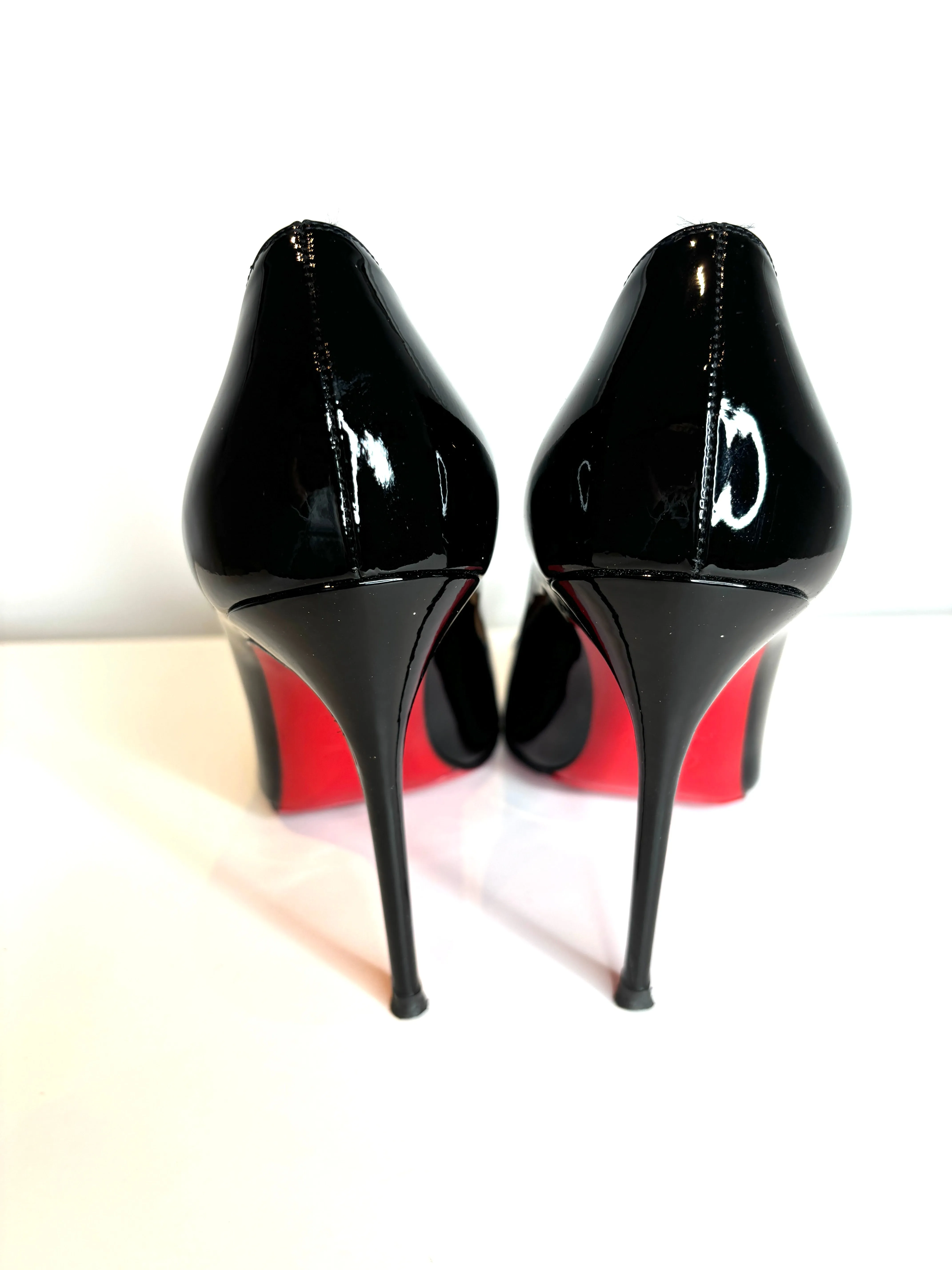Christian Louboutin Kate 100 Black Patent Leather Heels 40.5 UK7.5
