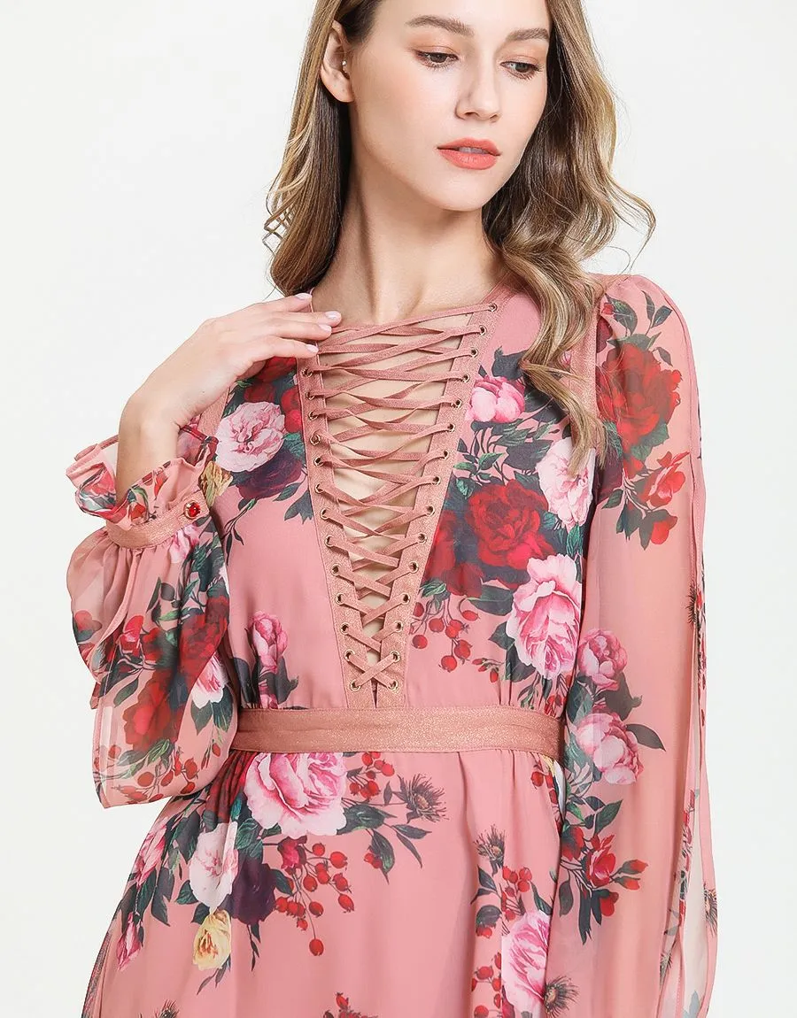 Delightful Rose Dip Hem Maxi Dress