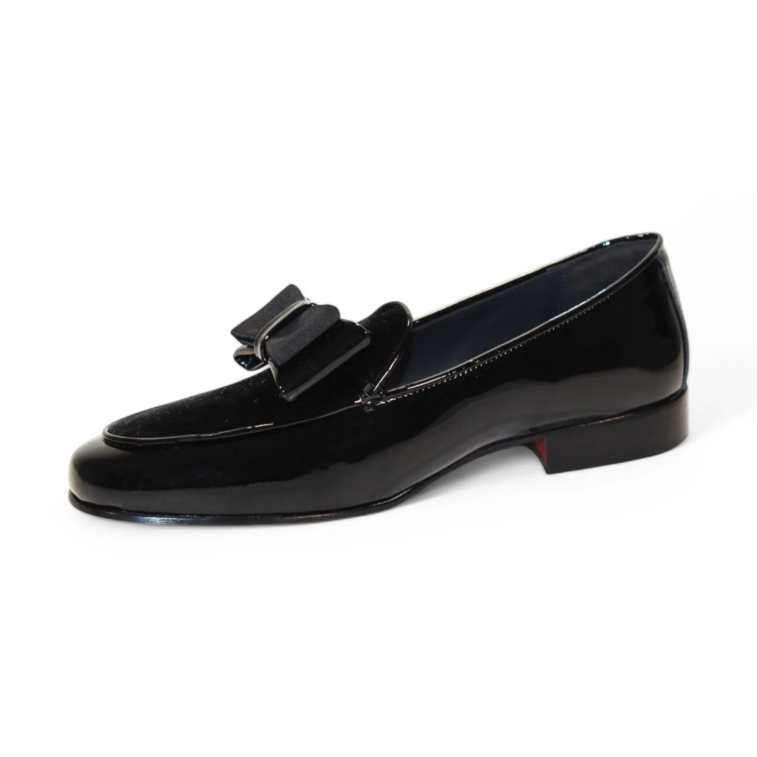Duca Amalfi Men's Shoes Black Patent Leather-Velvet, Leather Lining Formal Loafers (D1001)