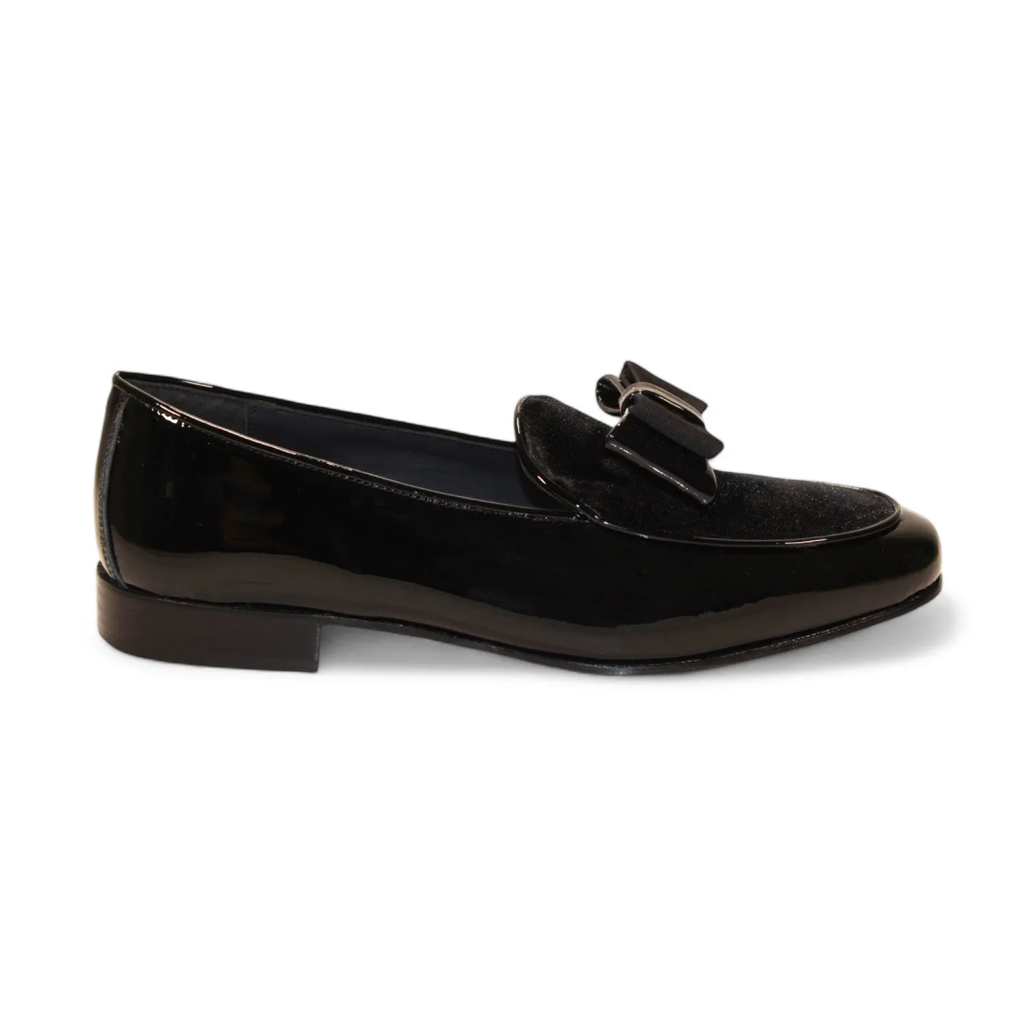 Duca Amalfi Men's Shoes Black Patent Leather-Velvet, Leather Lining Formal Loafers (D1001)