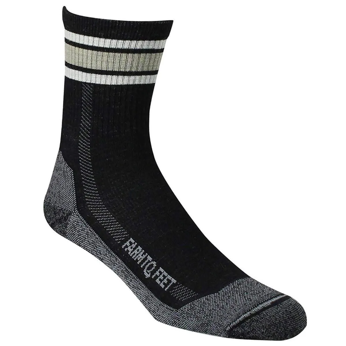 Farm to Feet Men's Socks - North Conway Lightweight 3/4 Crew, Black | 7058-001-BLK