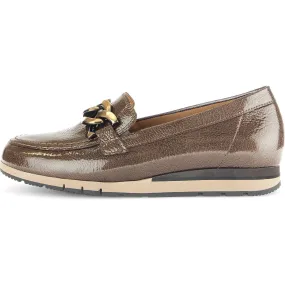 Gabor Bea 52.415.81 Ladies Bronze Patent Leather Slip On Loafers