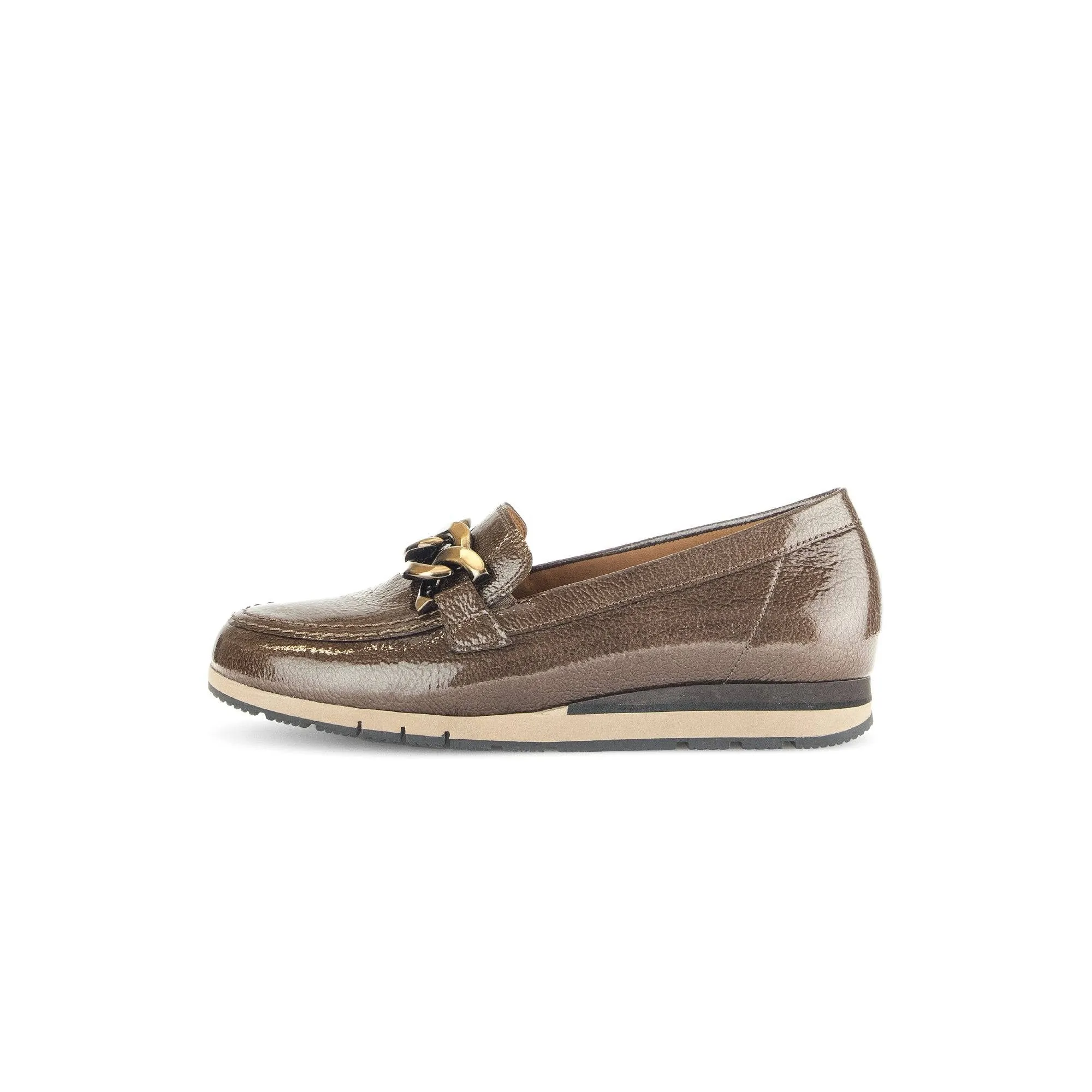 Gabor Bea 52.415.81 Ladies Bronze Patent Leather Slip On Loafers