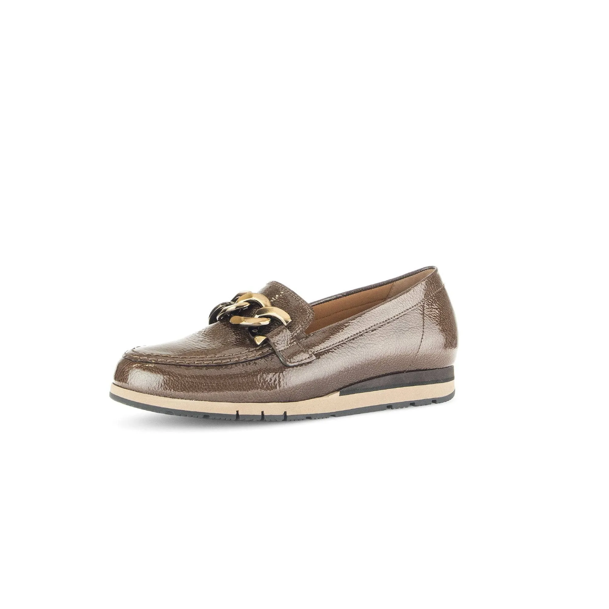 Gabor Bea 52.415.81 Ladies Bronze Patent Leather Slip On Loafers
