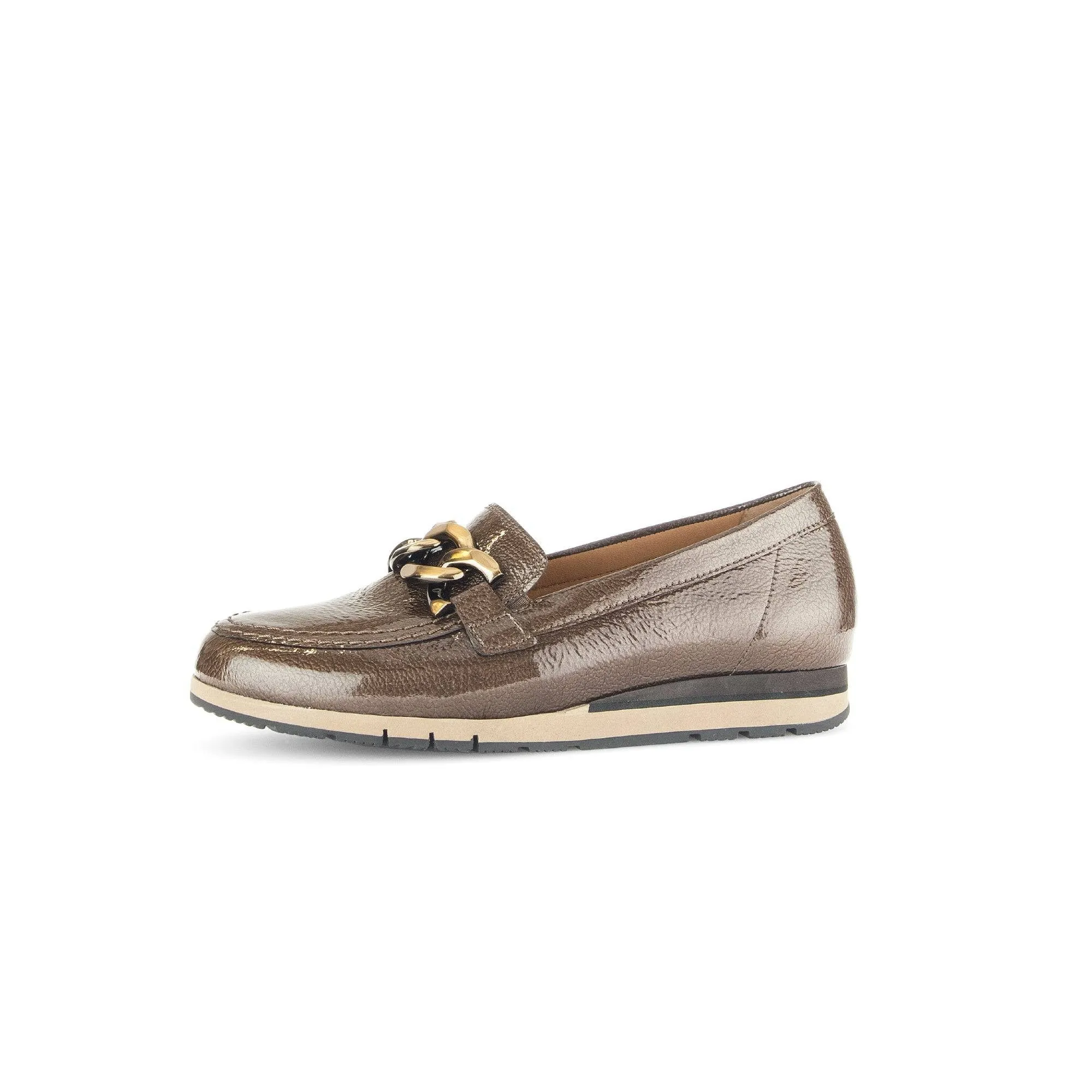 Gabor Bea 52.415.81 Ladies Bronze Patent Leather Slip On Loafers