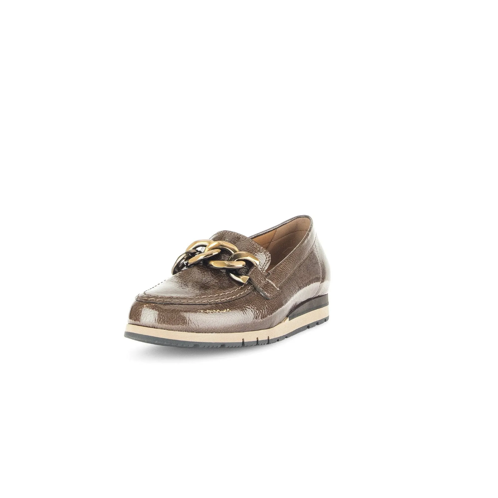 Gabor Bea 52.415.81 Ladies Bronze Patent Leather Slip On Loafers