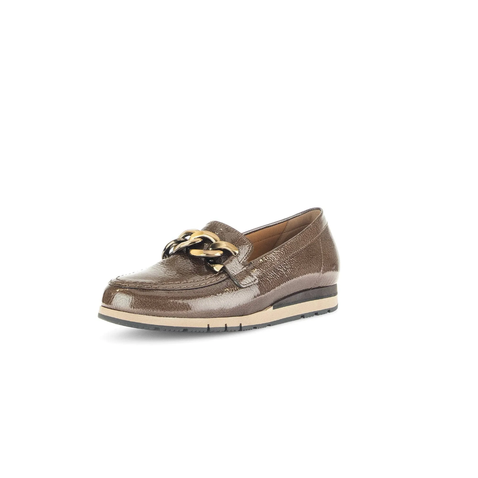 Gabor Bea 52.415.81 Ladies Bronze Patent Leather Slip On Loafers