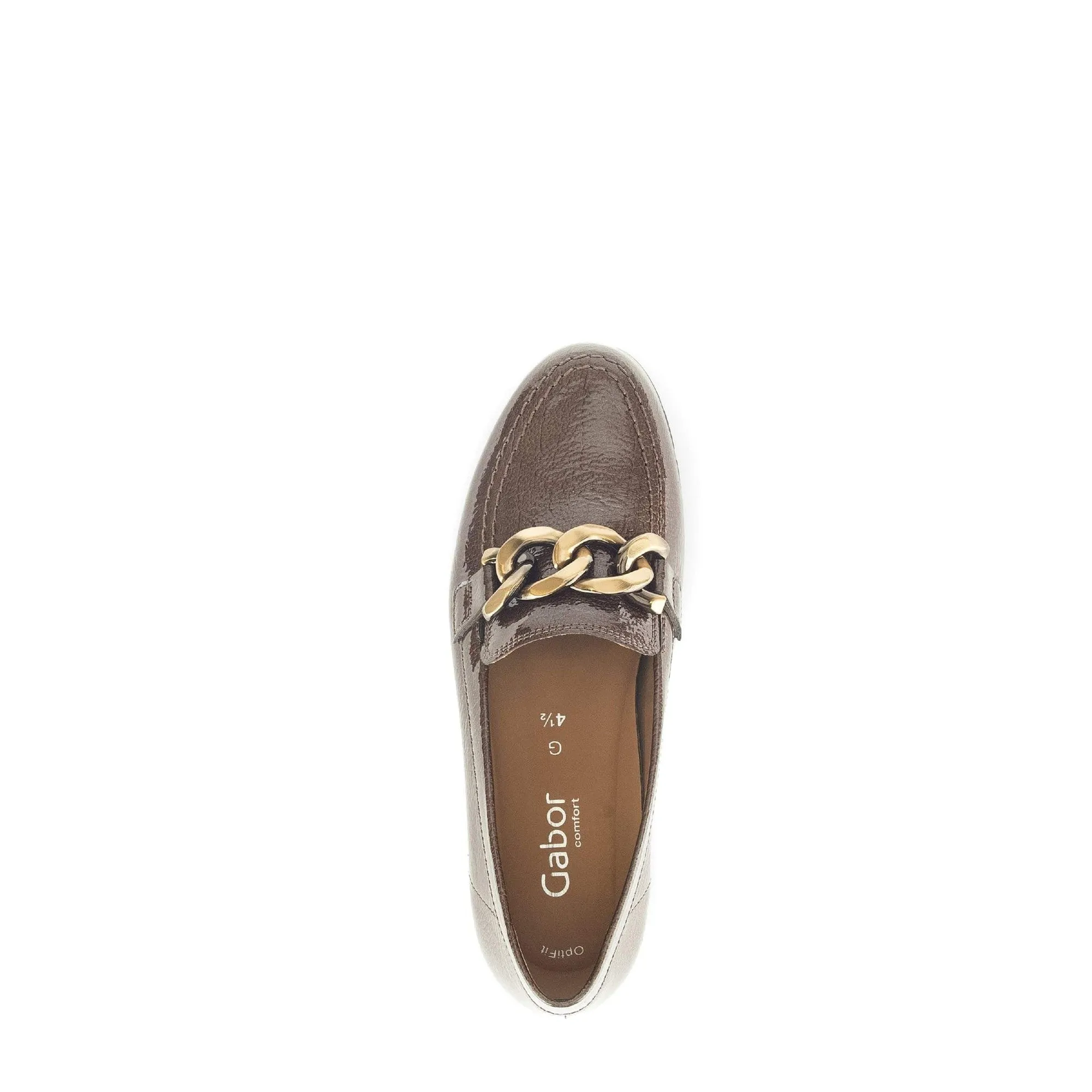 Gabor Bea 52.415.81 Ladies Bronze Patent Leather Slip On Loafers
