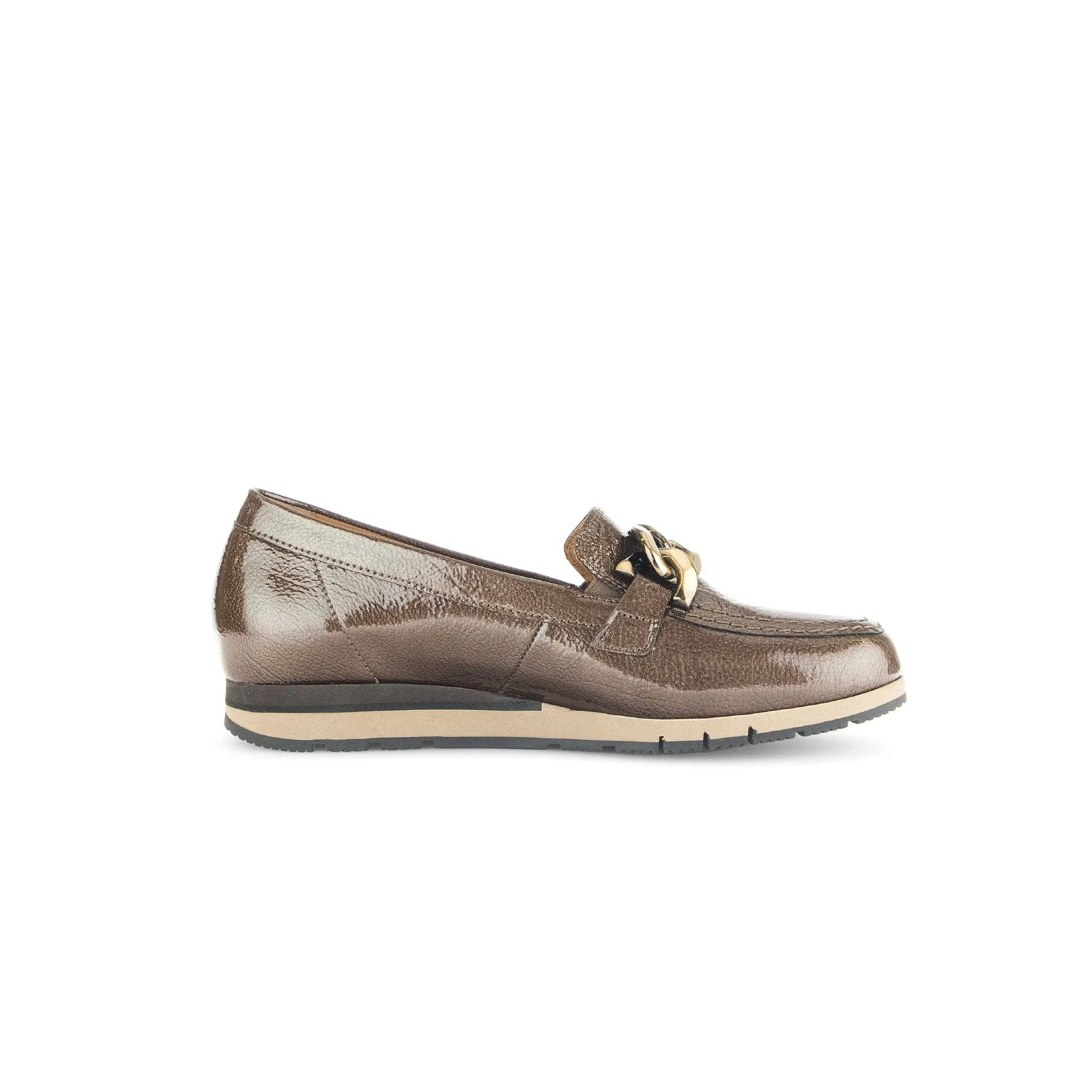 Gabor Bea 52.415.81 Ladies Bronze Patent Leather Slip On Loafers