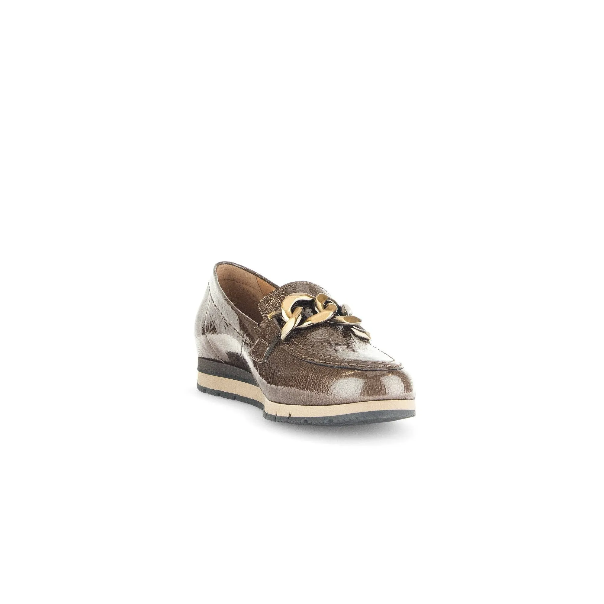 Gabor Bea 52.415.81 Ladies Bronze Patent Leather Slip On Loafers