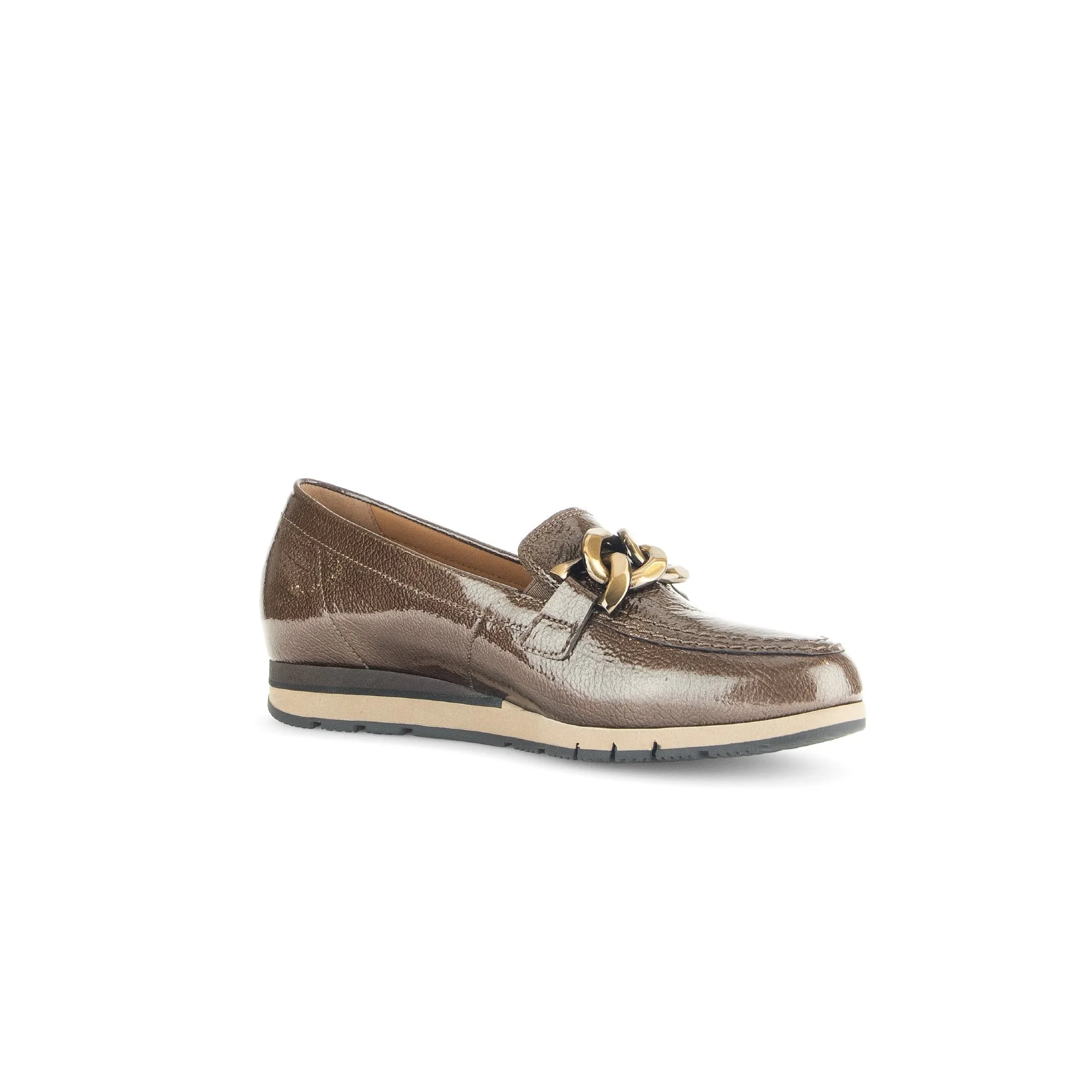 Gabor Bea 52.415.81 Ladies Bronze Patent Leather Slip On Loafers