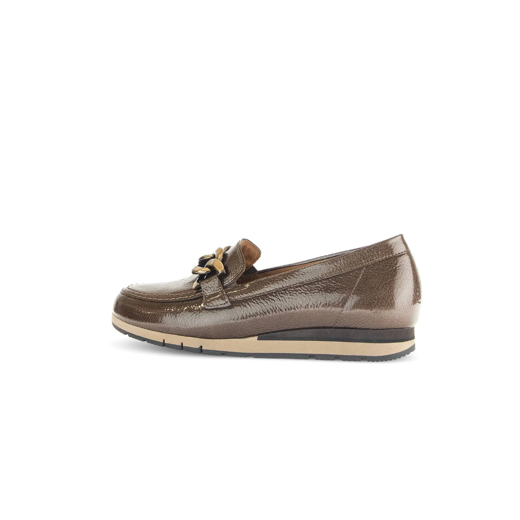 Gabor Bea 52.415.81 Ladies Bronze Patent Leather Slip On Loafers