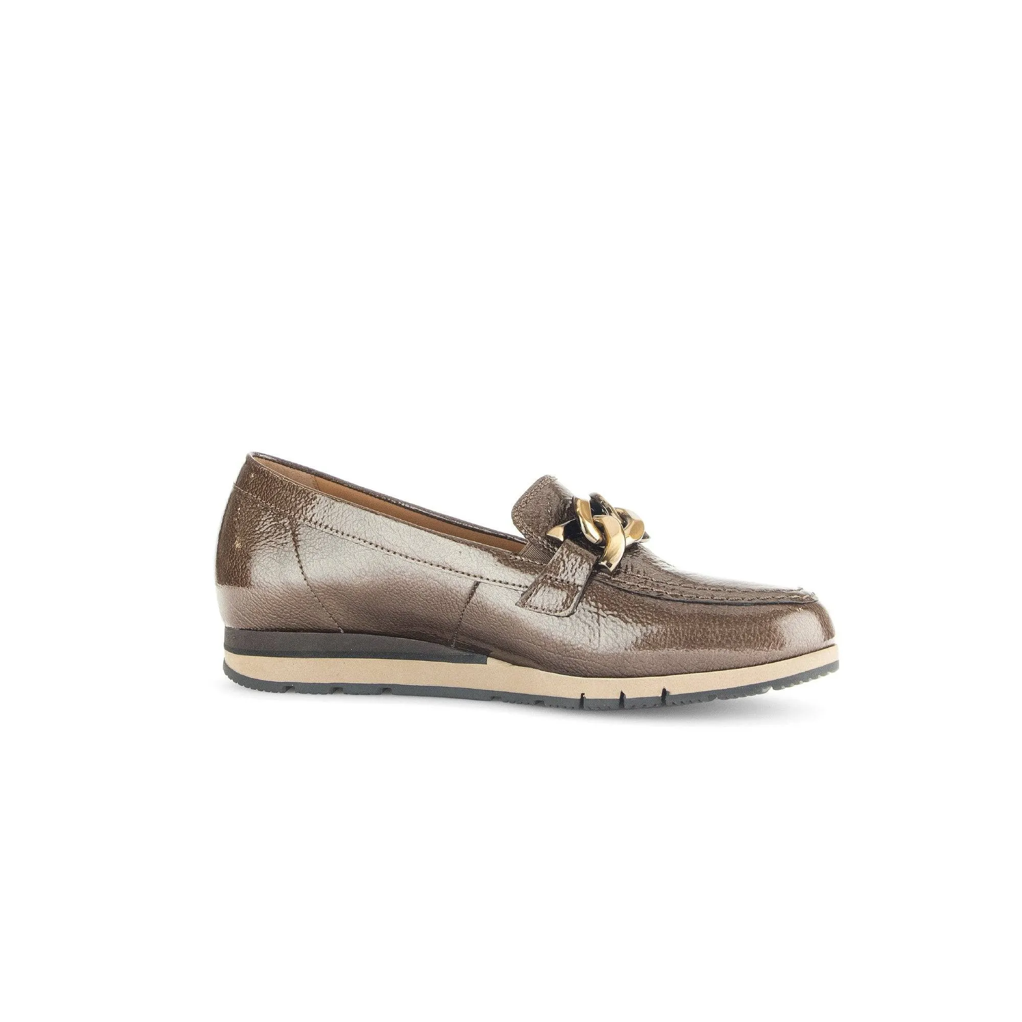 Gabor Bea 52.415.81 Ladies Bronze Patent Leather Slip On Loafers
