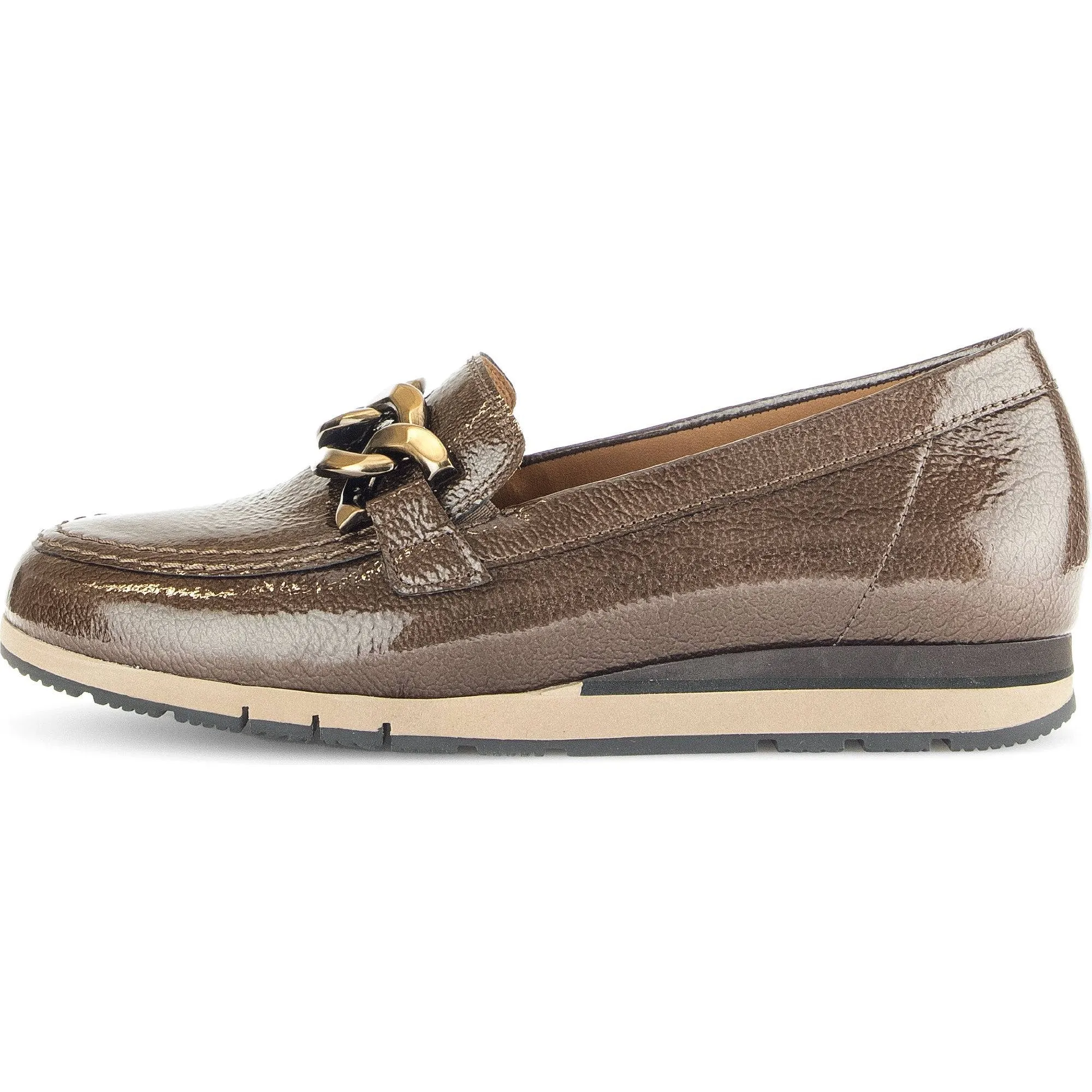 Gabor Bea 52.415.81 Ladies Bronze Patent Leather Slip On Loafers