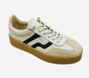 Gant beige leather & suede retro platform sneaker