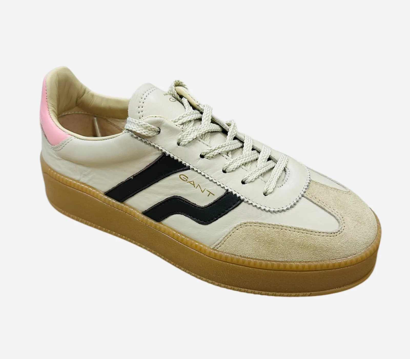 Gant beige leather & suede retro platform sneaker