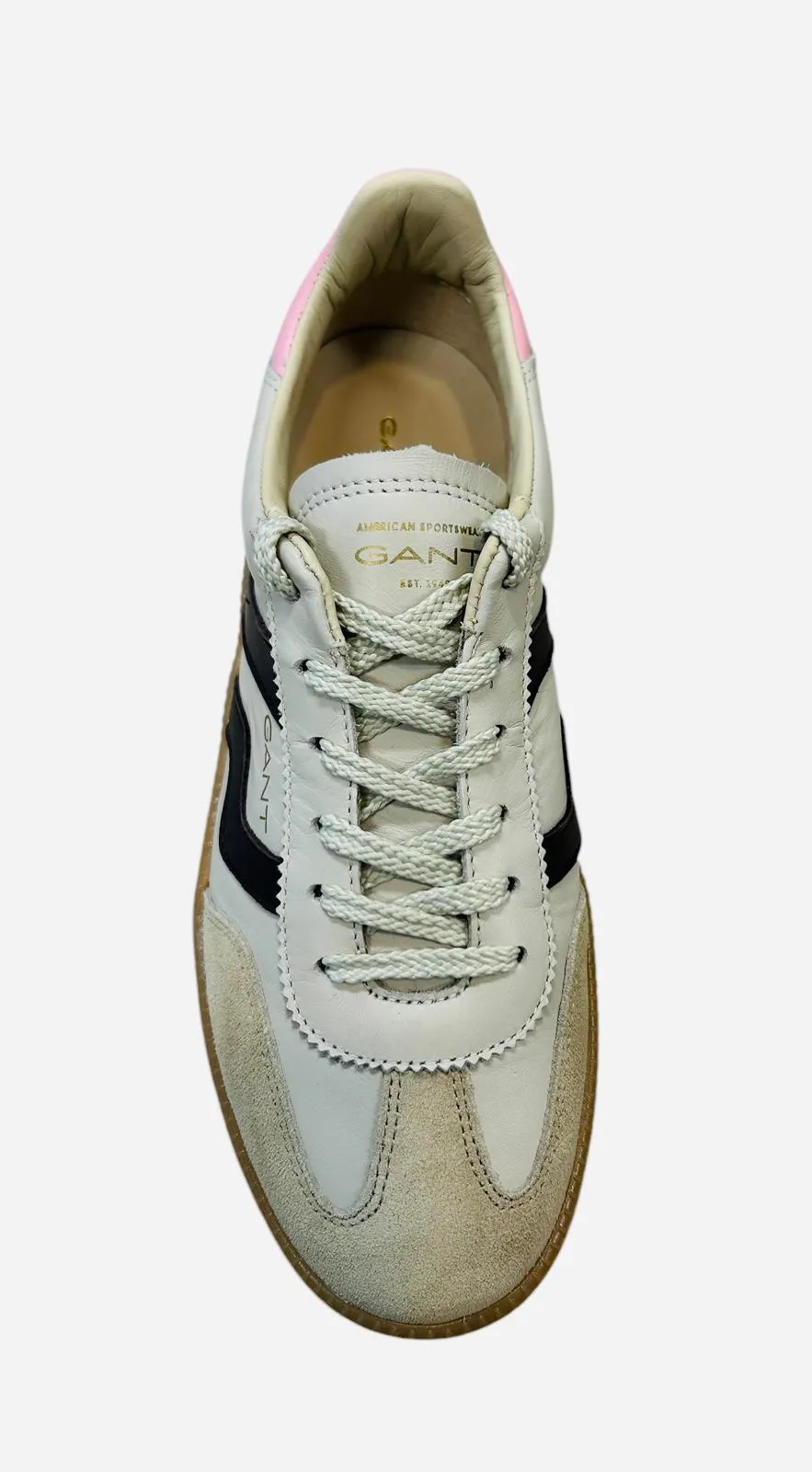 Gant beige leather & suede retro platform sneaker