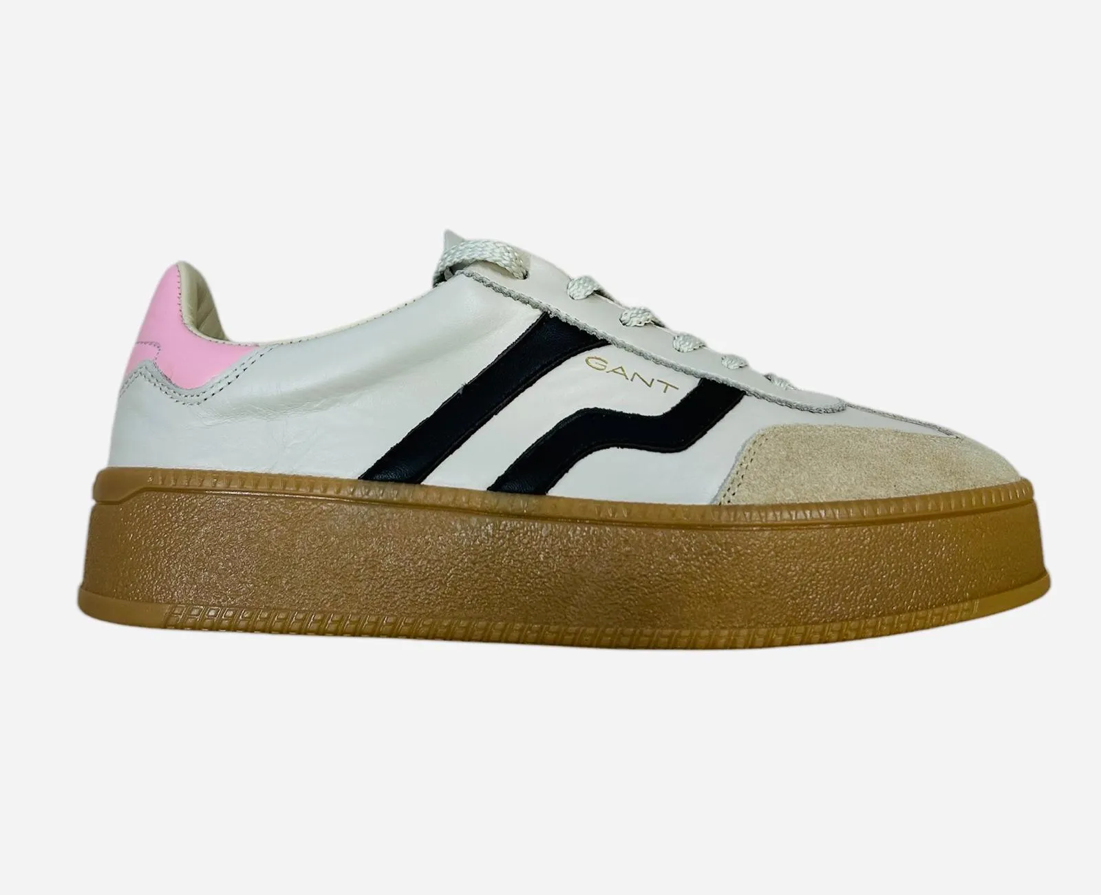 Gant beige leather & suede retro platform sneaker