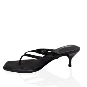 Gucci Black Leather Kitten Heel Slip On Shoe