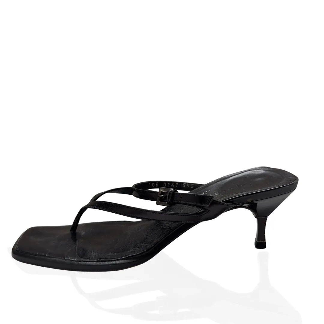 Gucci Black Leather Kitten Heel Slip On Shoe