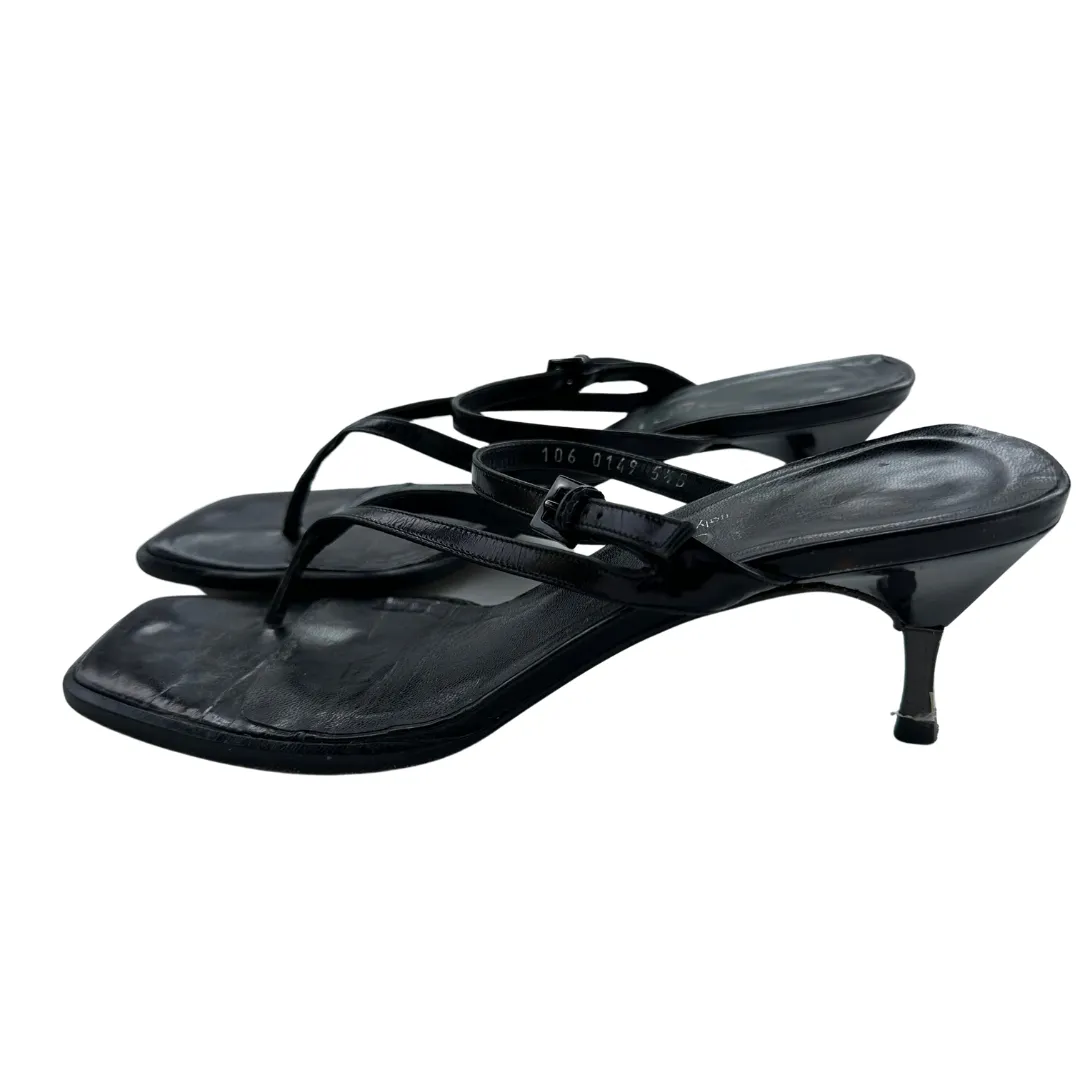 Gucci Black Leather Kitten Heel Slip On Shoe
