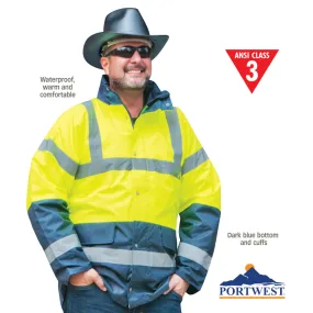 High Visibility - Two Tone Traffic Jacket - Yellow/Royal Blue - 3X