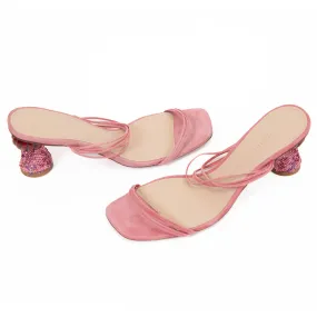 Jacquemus Pink Suede Sequin Embellishments Sandals Size 37
