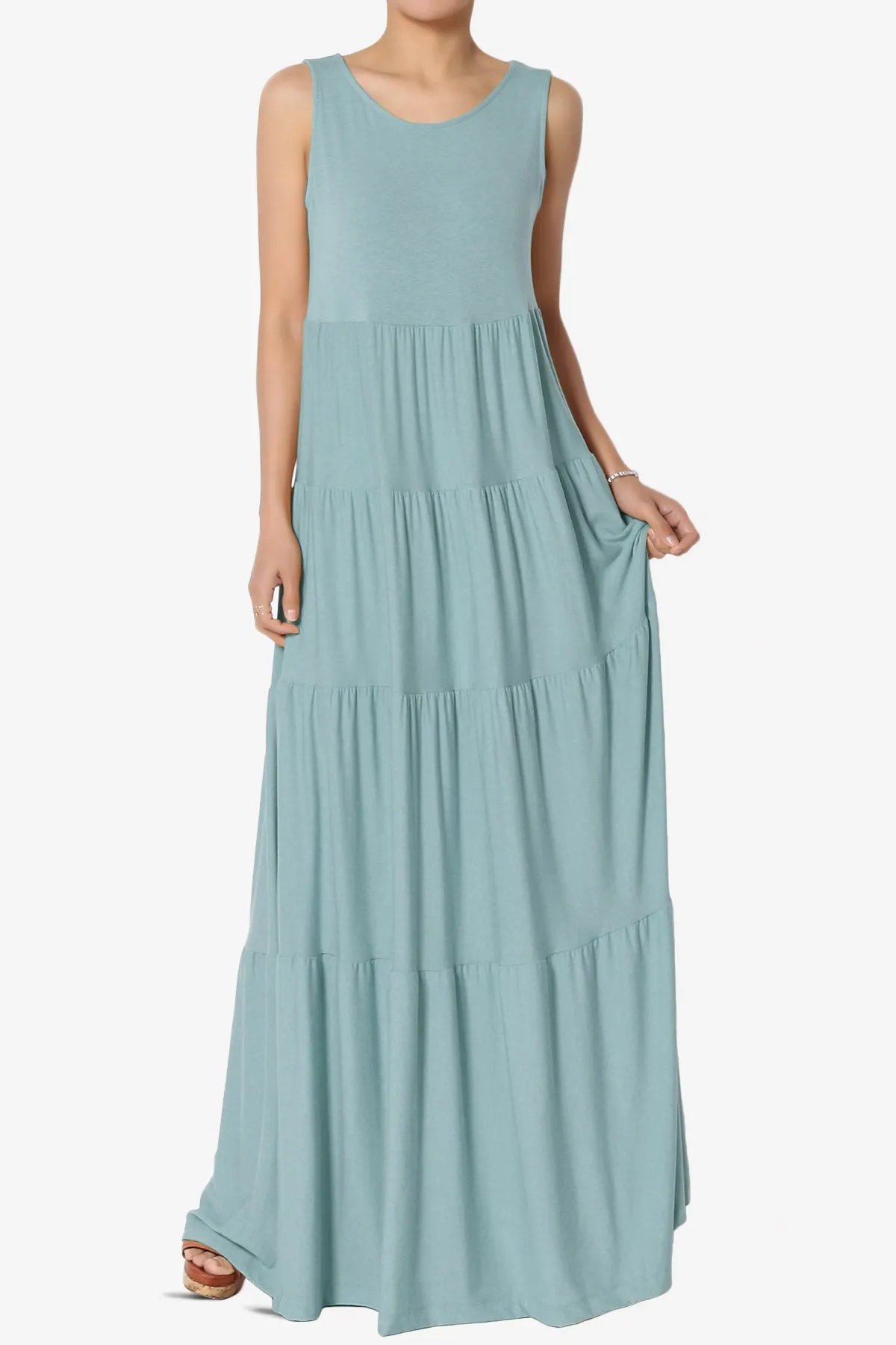 Macie Sleeveless Tiered Long Maxi Dress