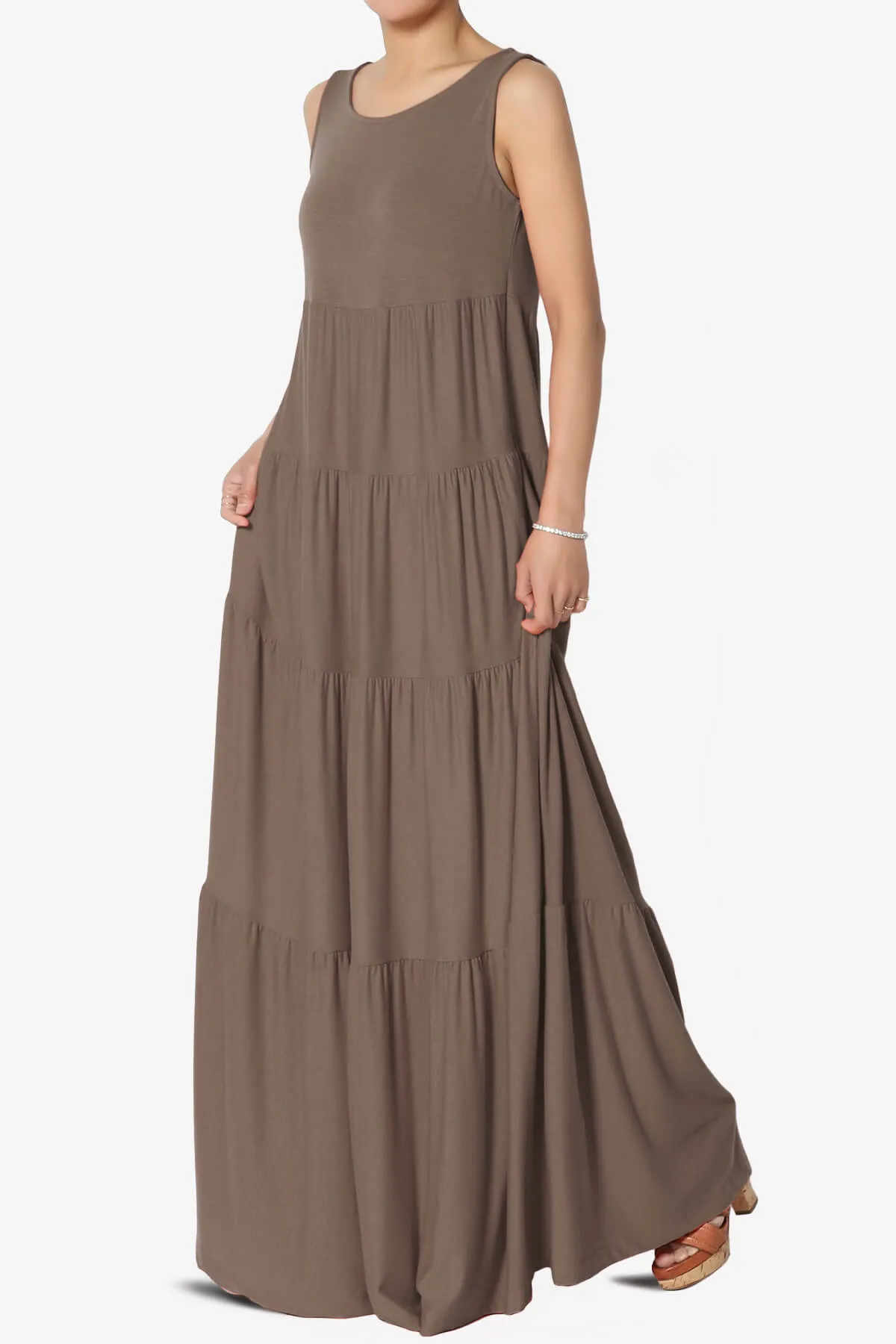 Macie Sleeveless Tiered Long Maxi Dress
