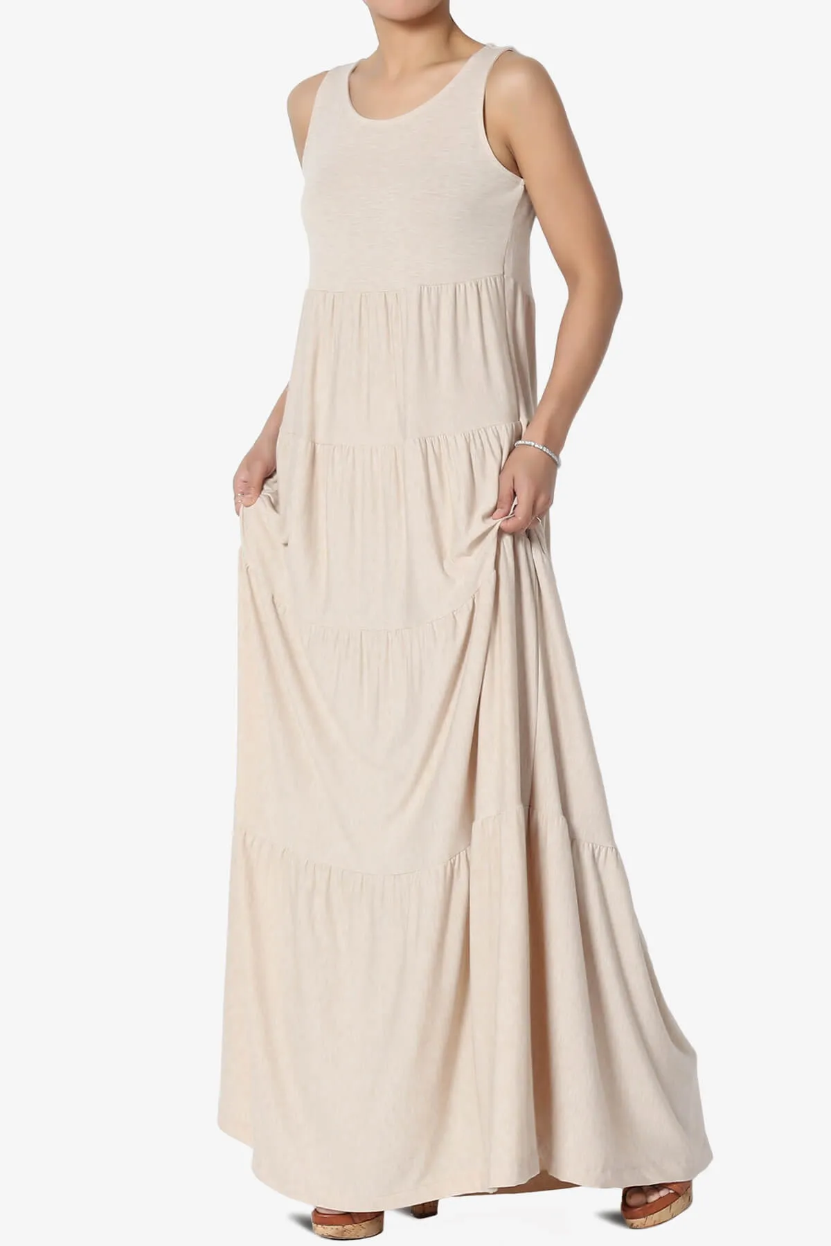 Macie Sleeveless Tiered Long Maxi Dress