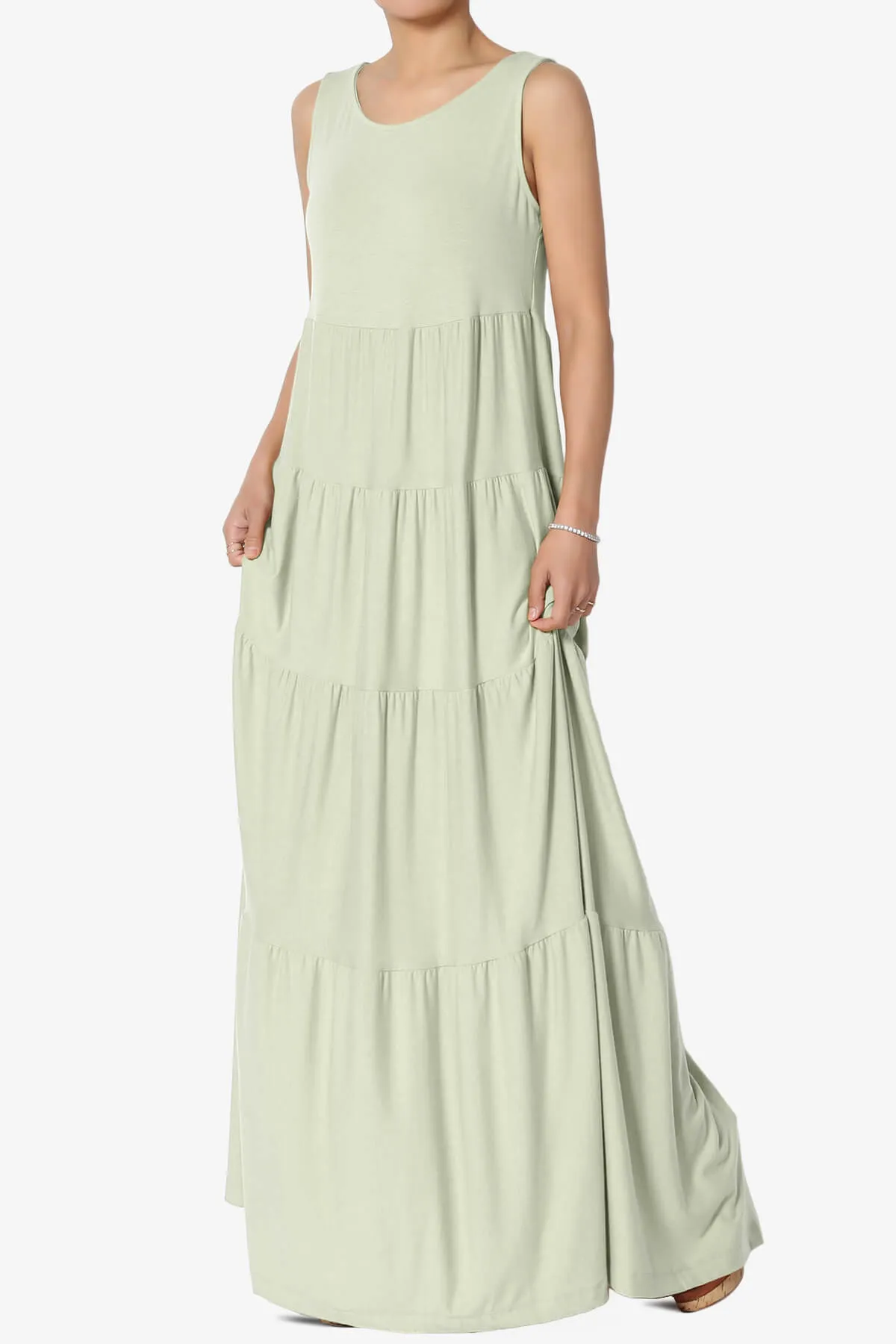 Macie Sleeveless Tiered Long Maxi Dress