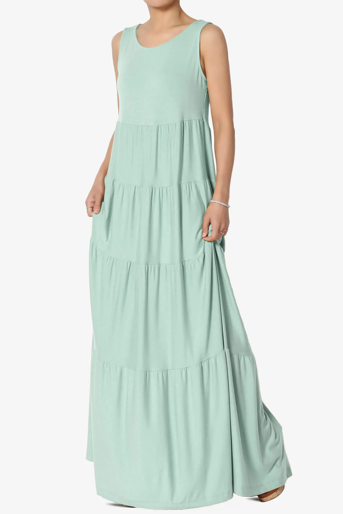 Macie Sleeveless Tiered Long Maxi Dress