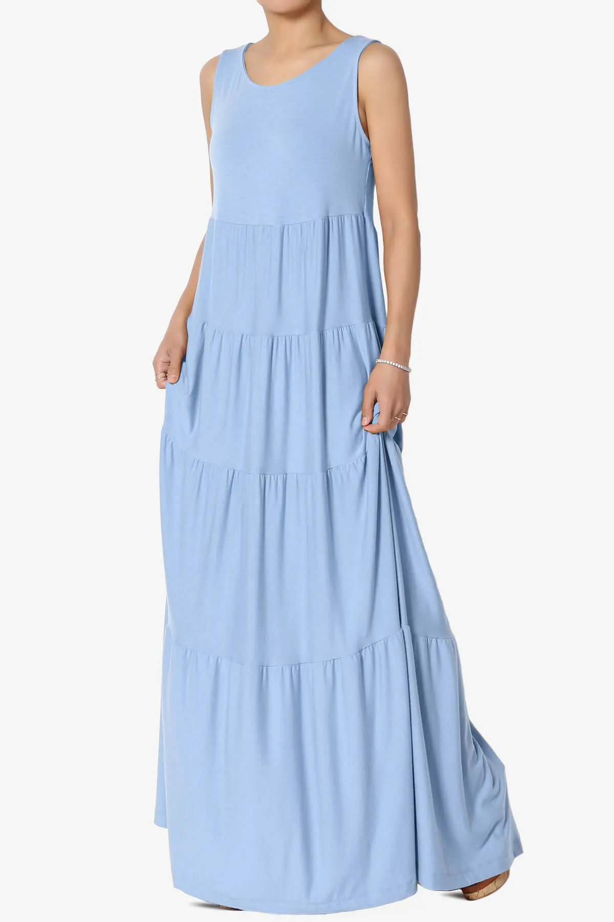 Macie Sleeveless Tiered Long Maxi Dress